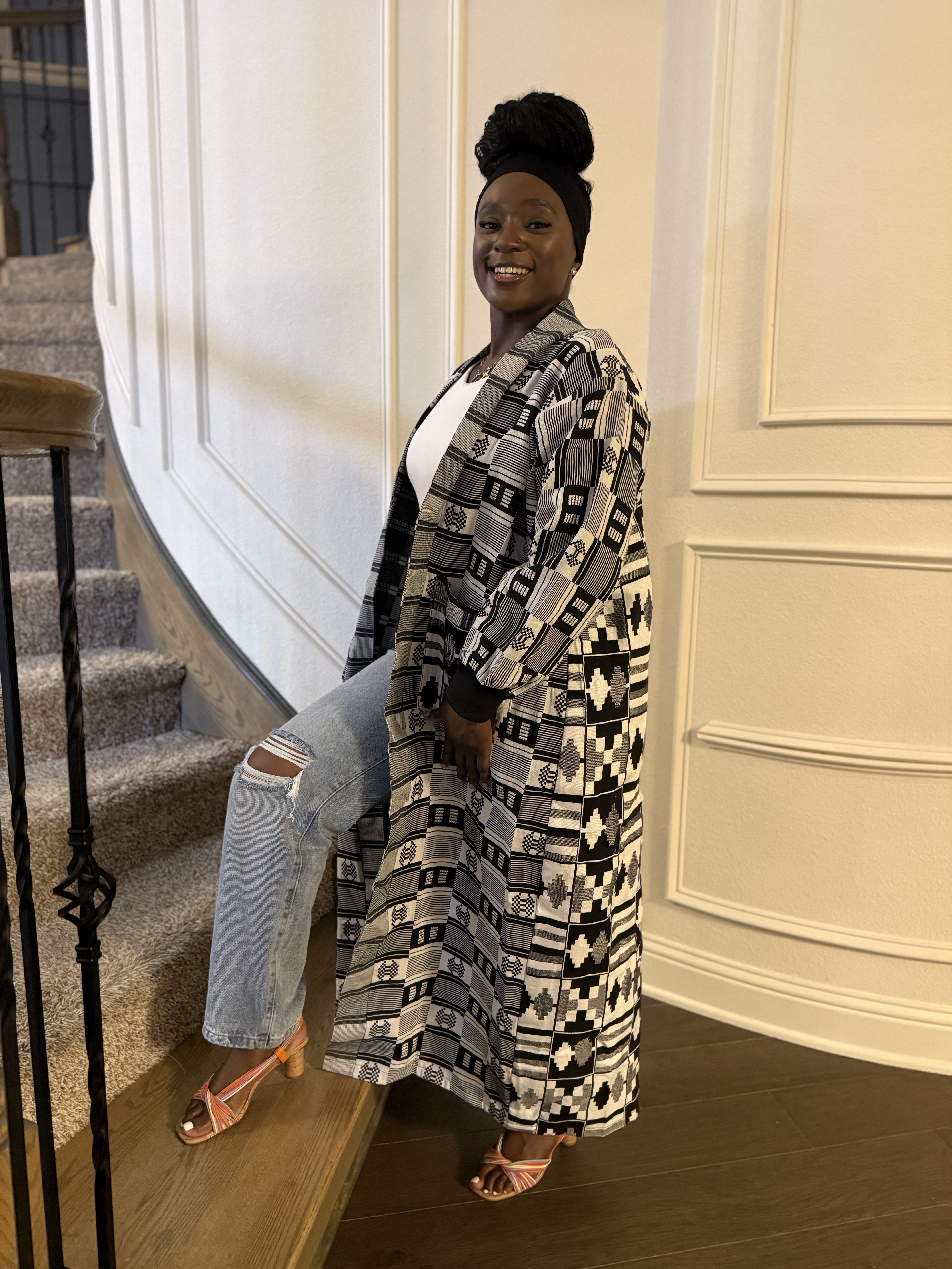 Geometric Pattern Long Kimono