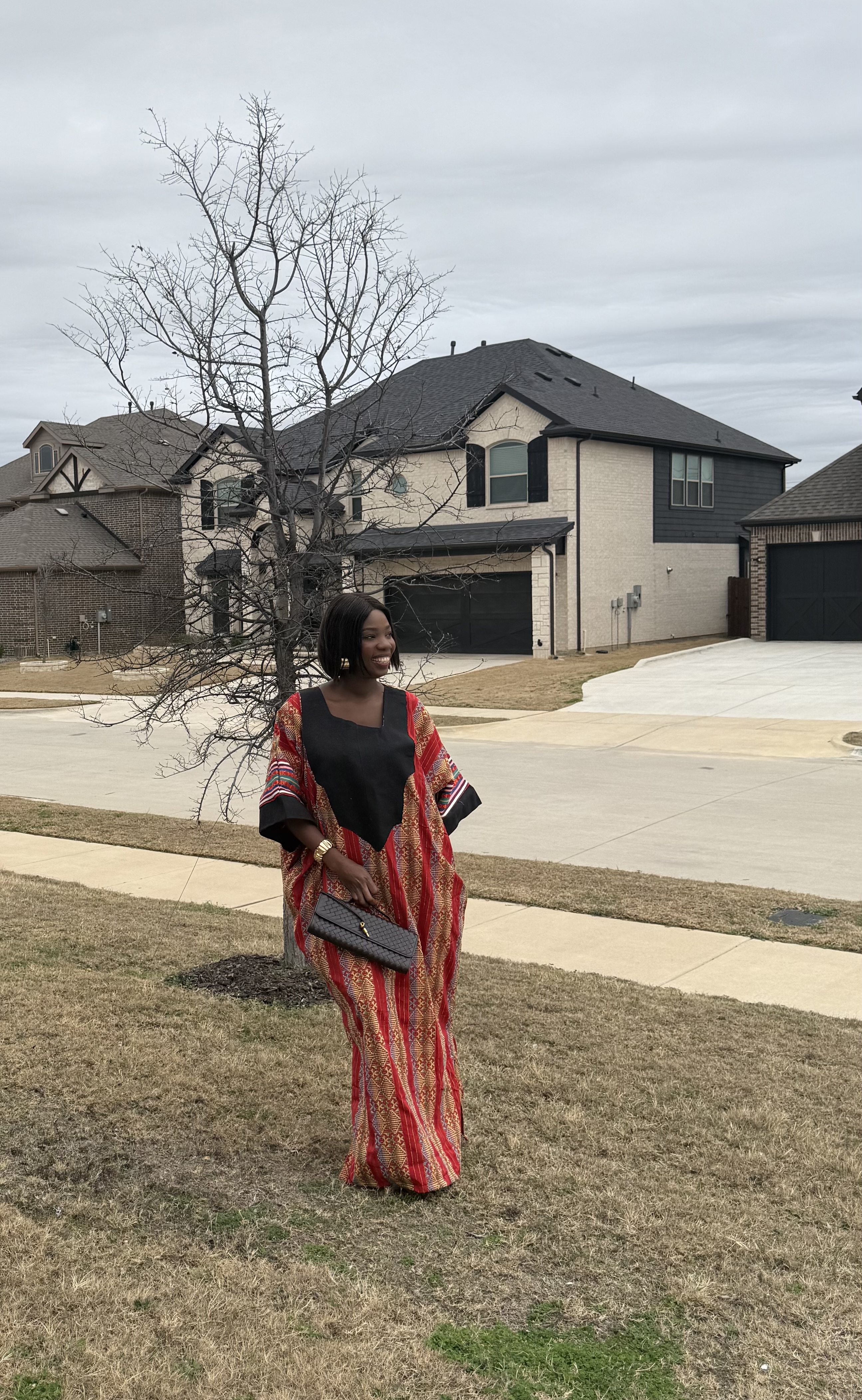 Red & Gold African Kaftan Dress