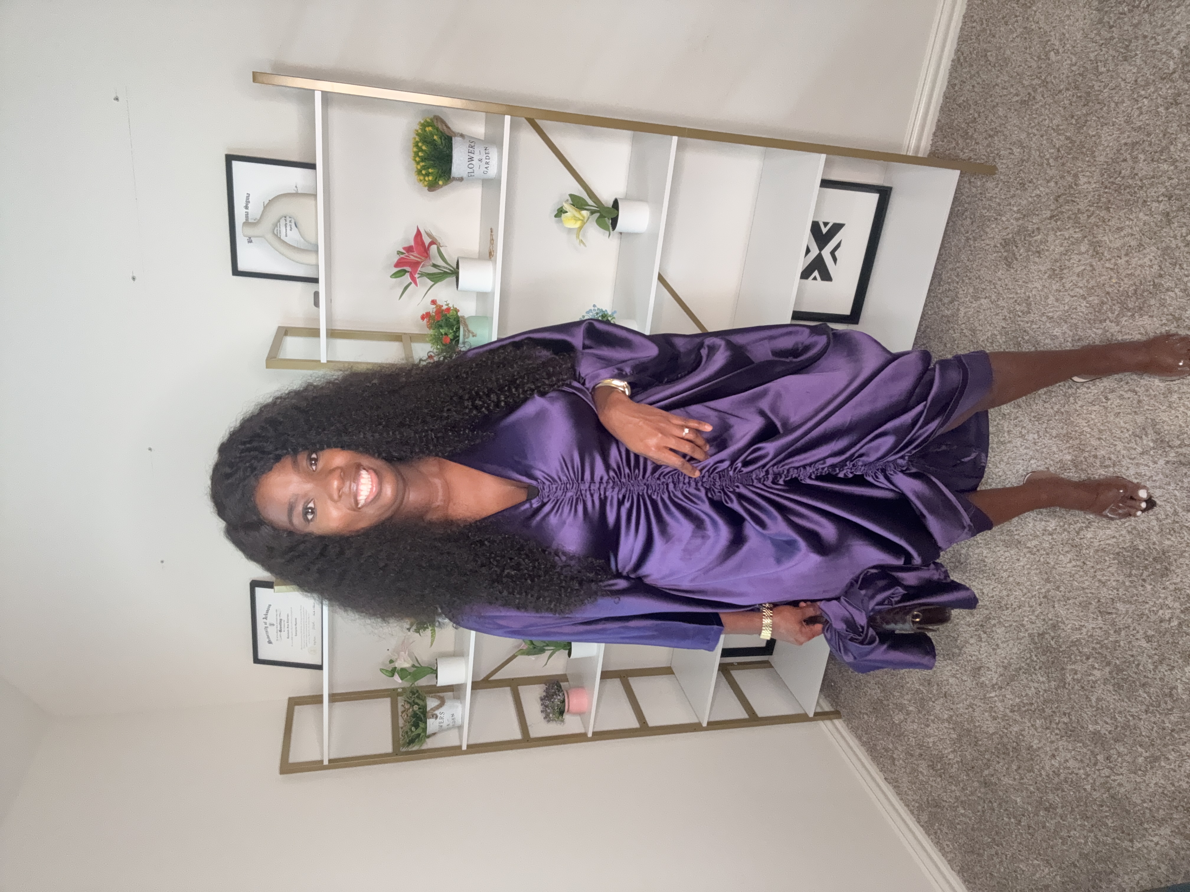 Elegant Purple Satin Dress