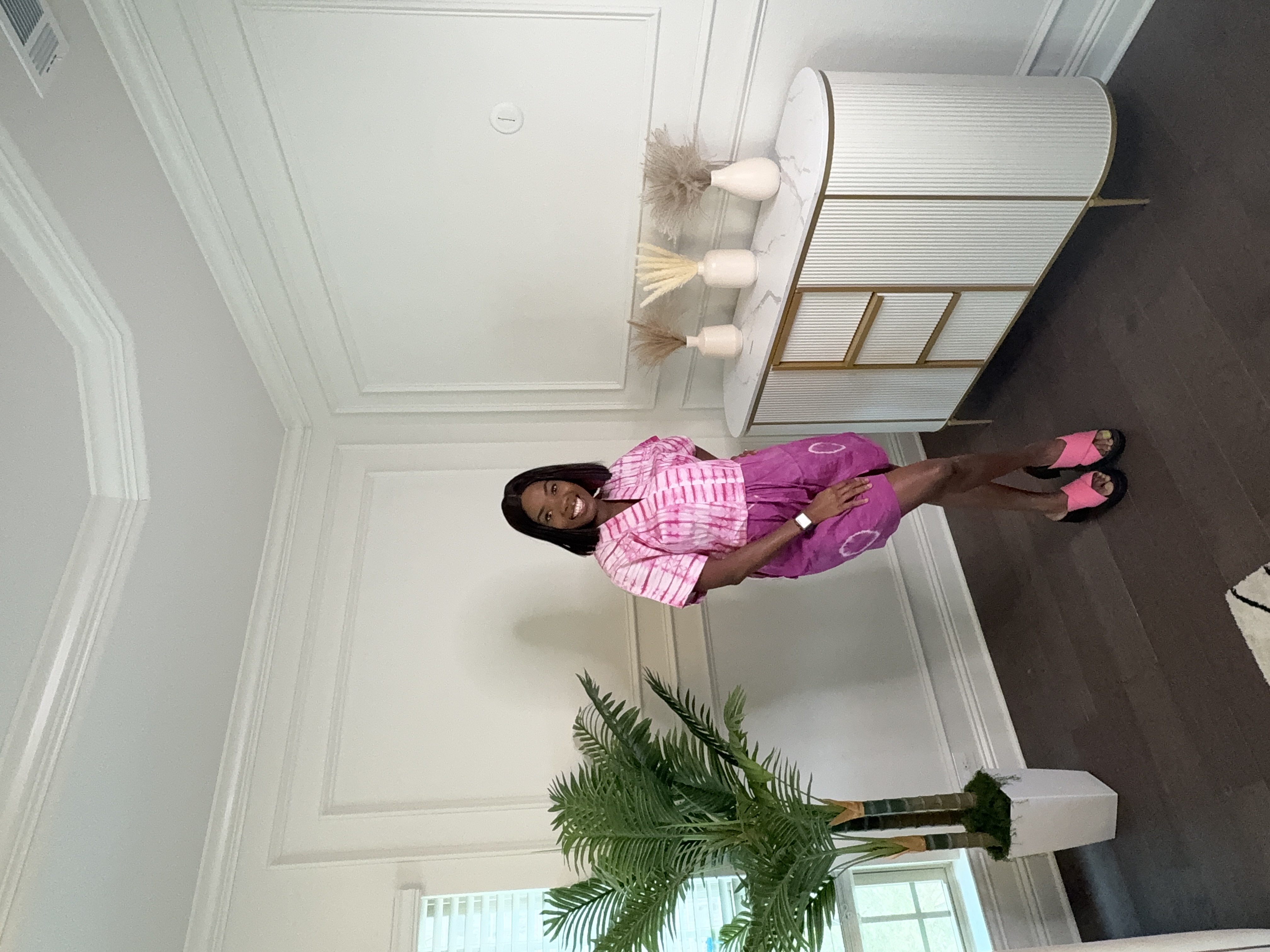 Women's Pink Striped Top and Pants set