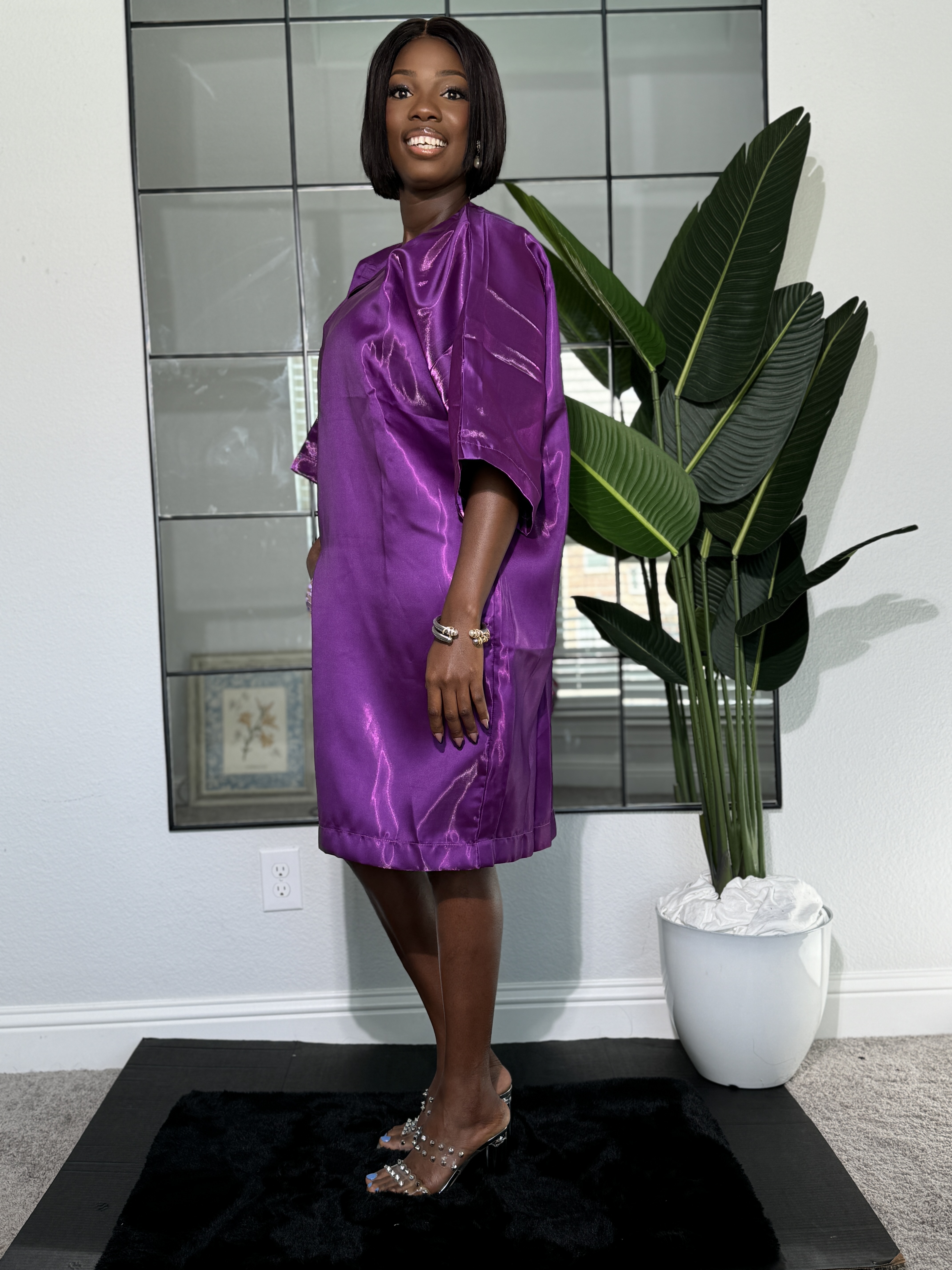 Purple Satin Tunic Dress