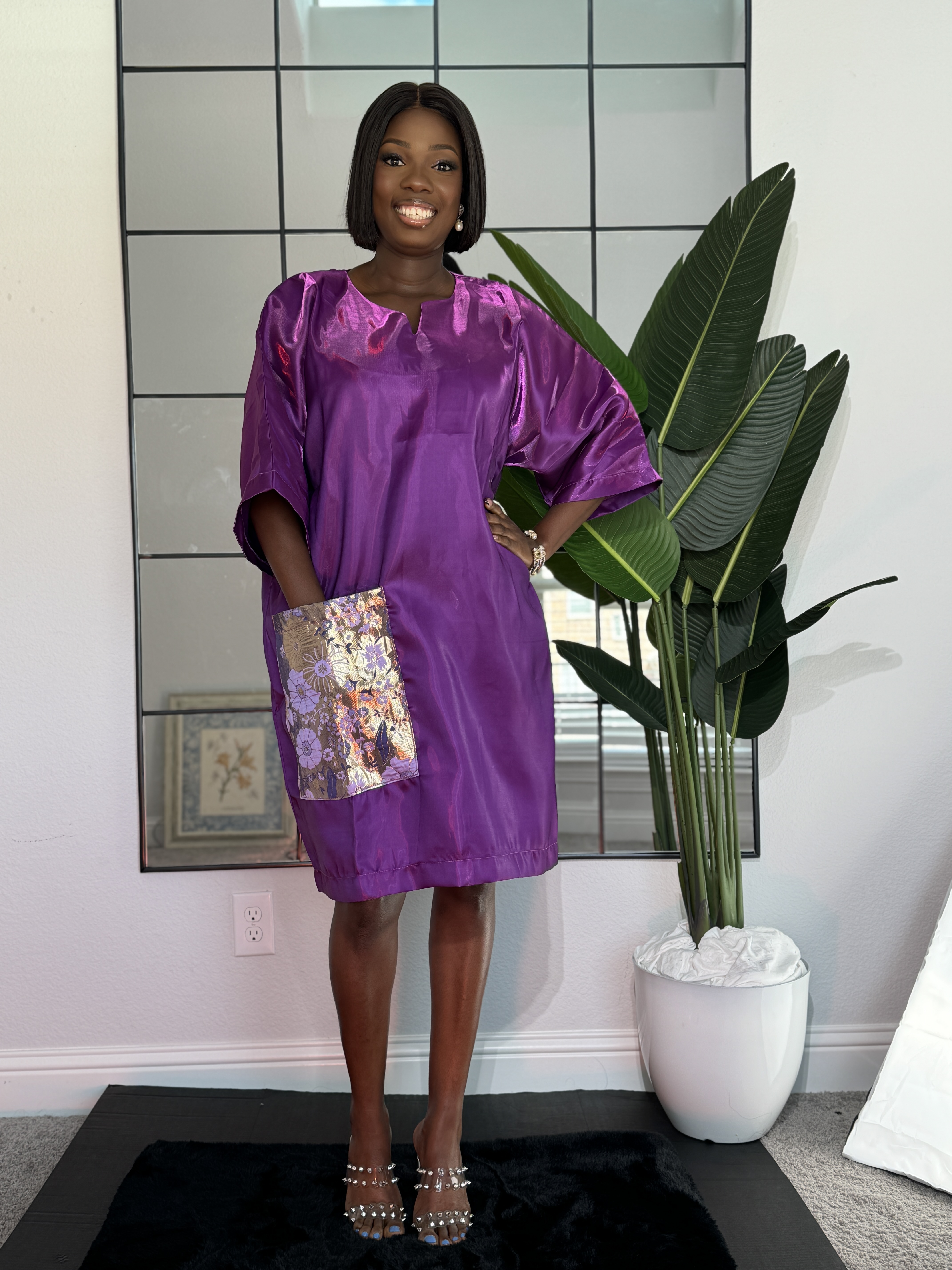 Purple Satin Tunic Dress