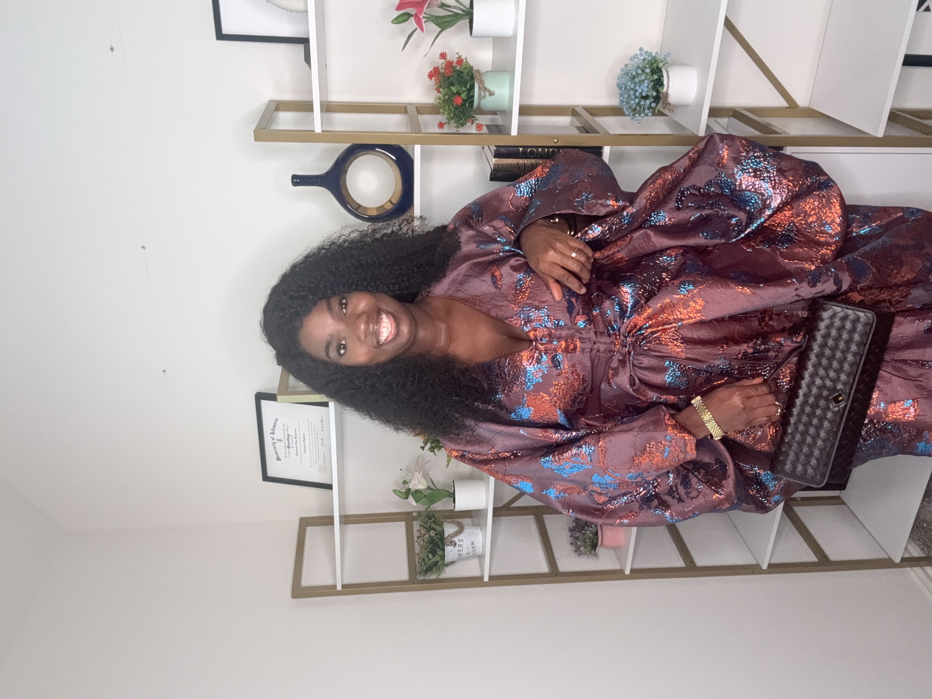 Elegant Metallic Floral Dress