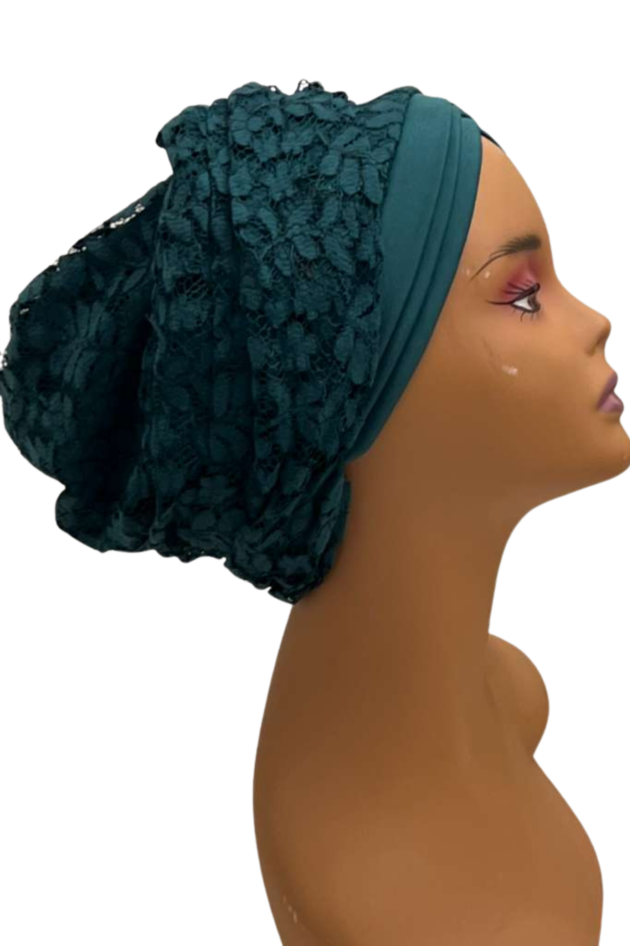 Deep Emerald Lace Volume Turban – Green
