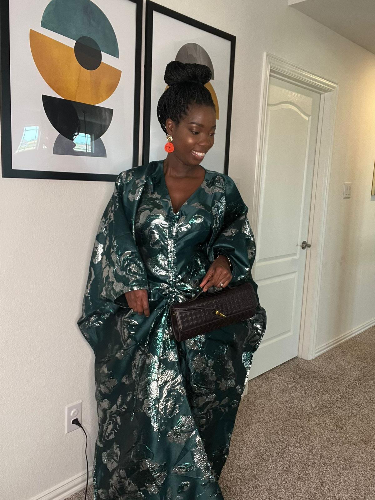 Elegant Green Floral Kaftan