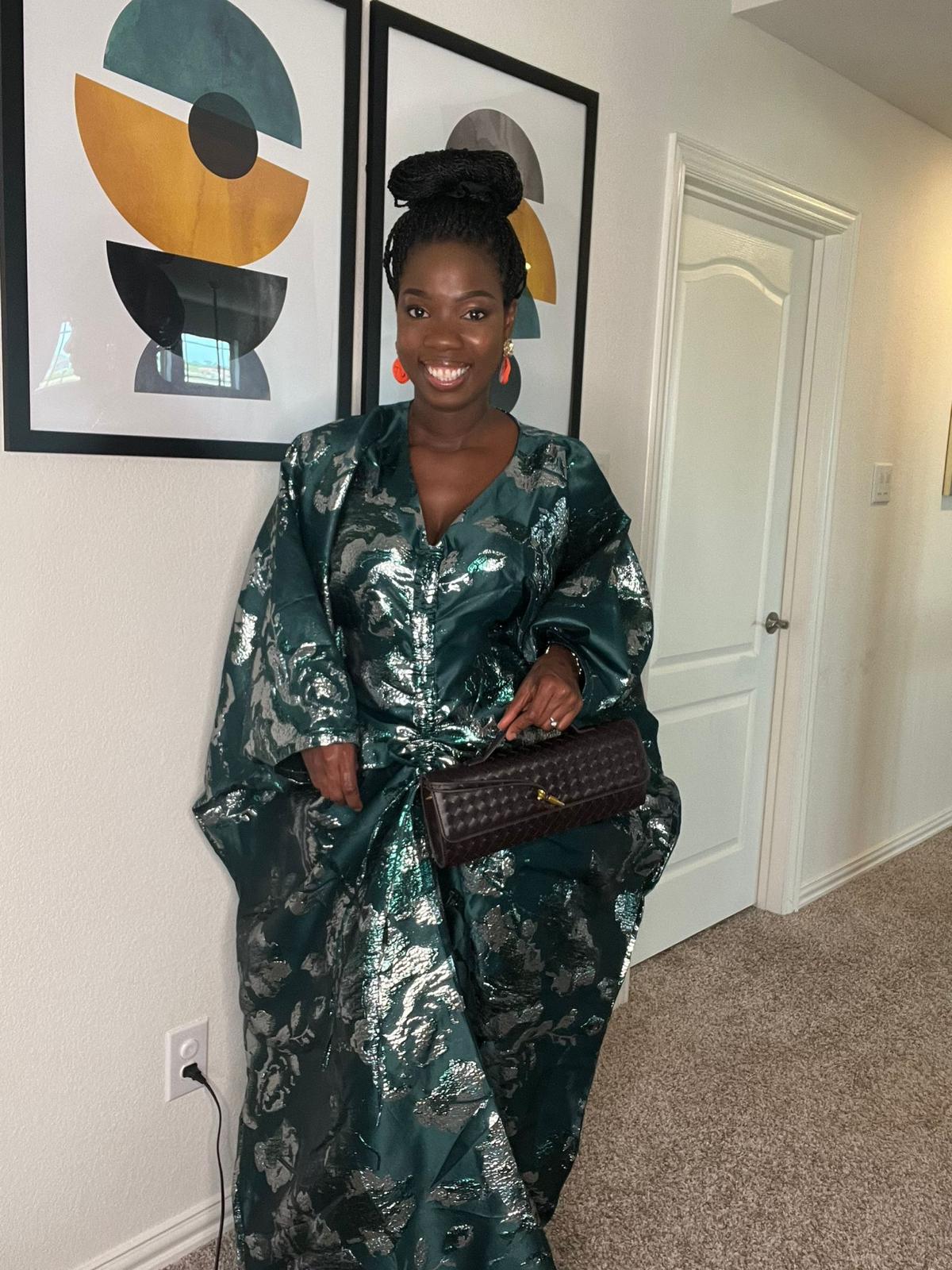 Elegant Green Floral Kaftan