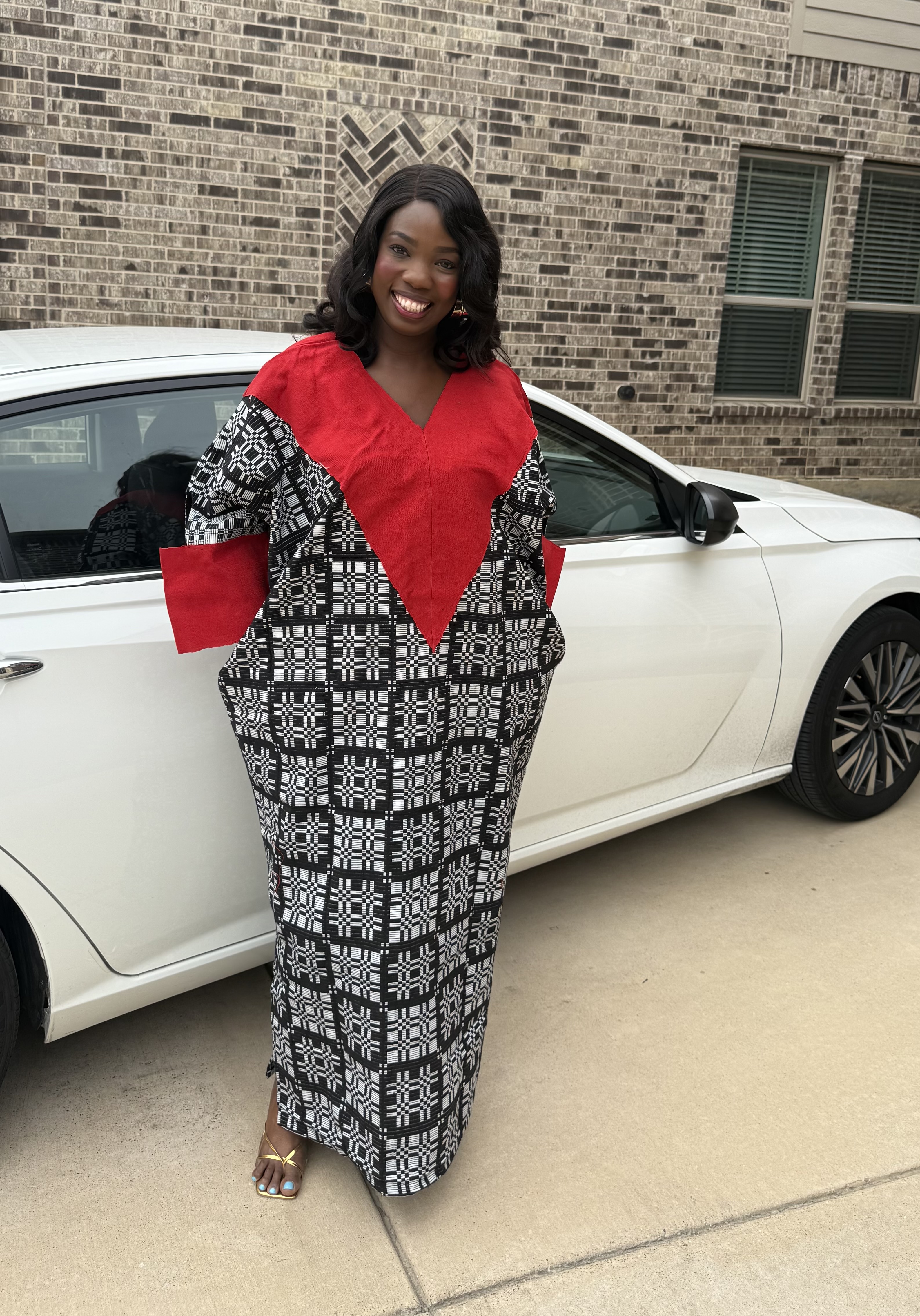 Red & black Akwete Dress