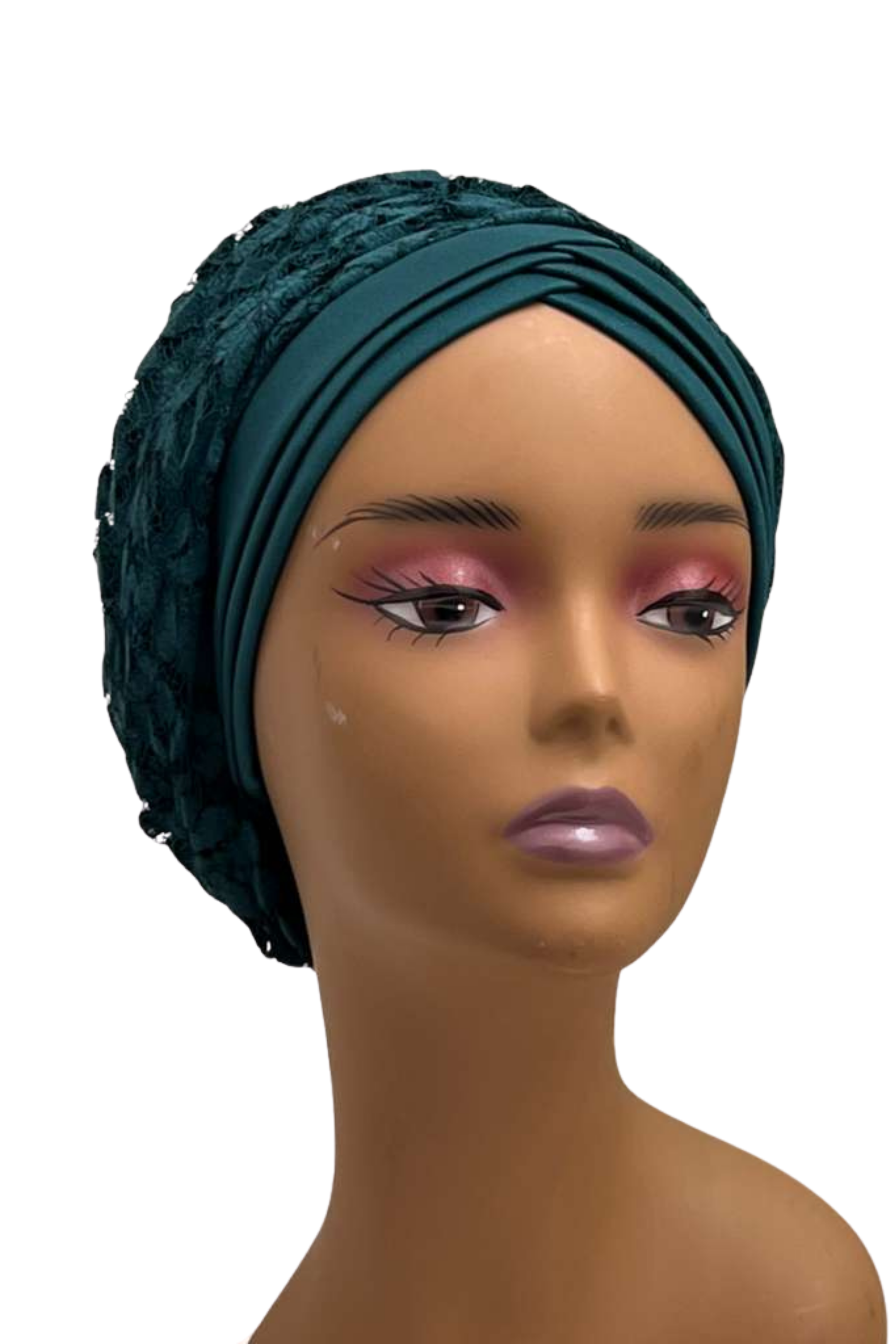 Deep Emerald Lace Volume Turban – Green