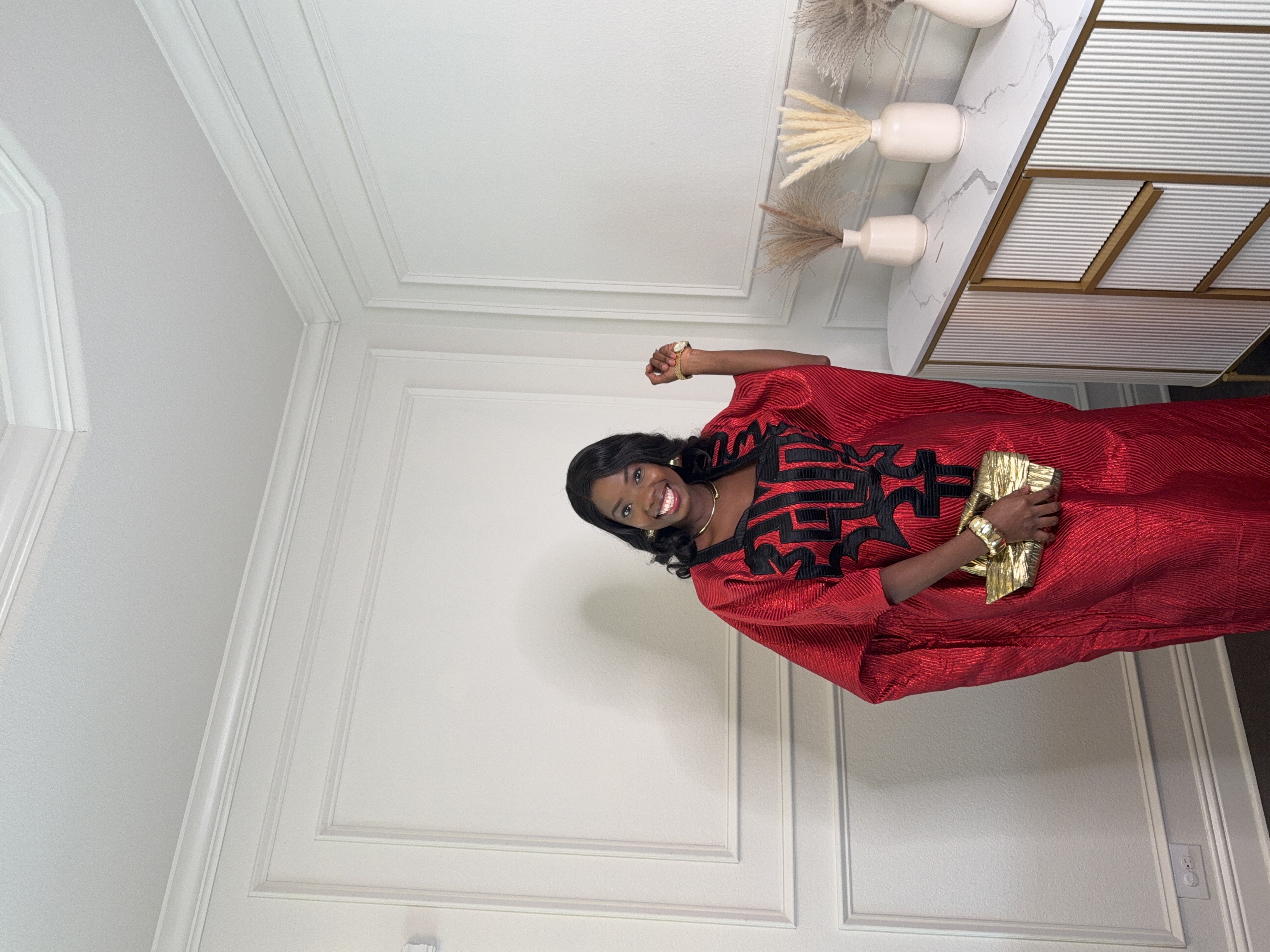 Elegant Red African Kaftan Dress