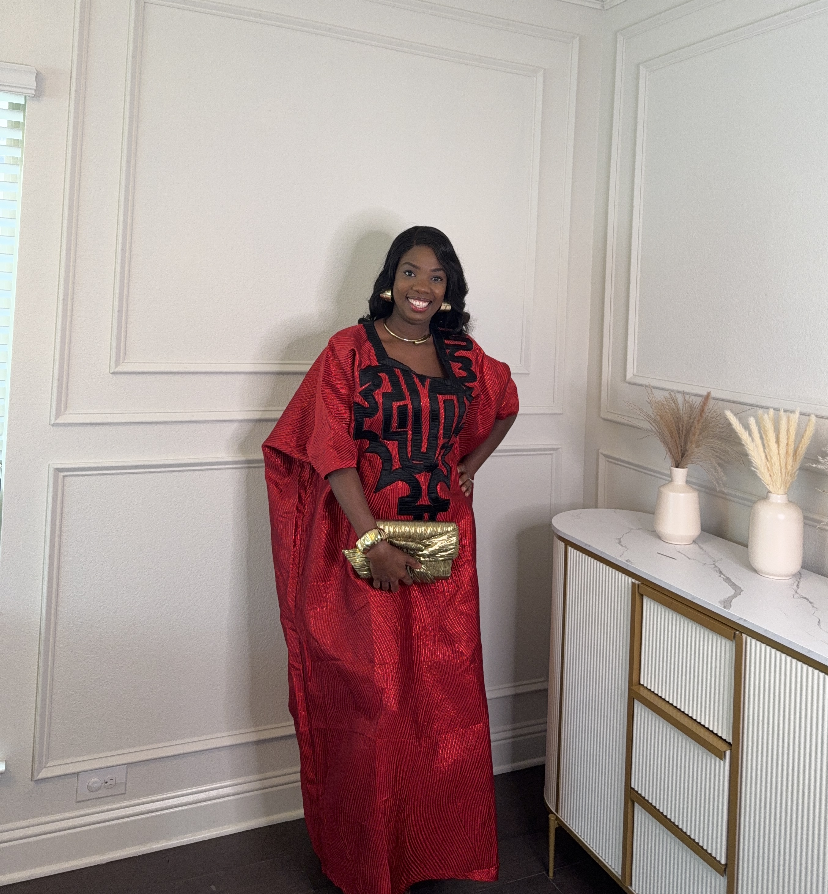 Elegant Red African Kaftan Dress