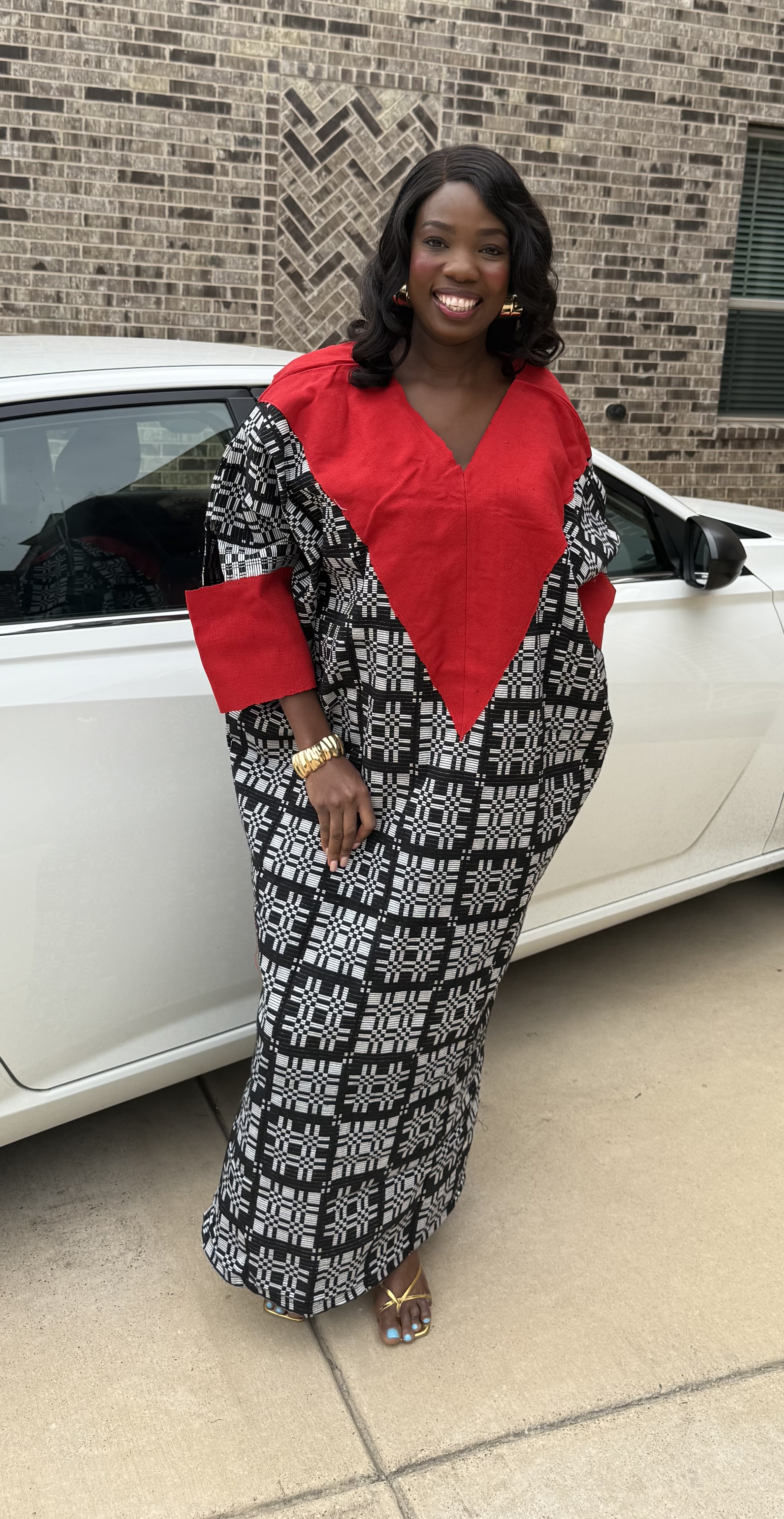 Red & black Akwete Dress