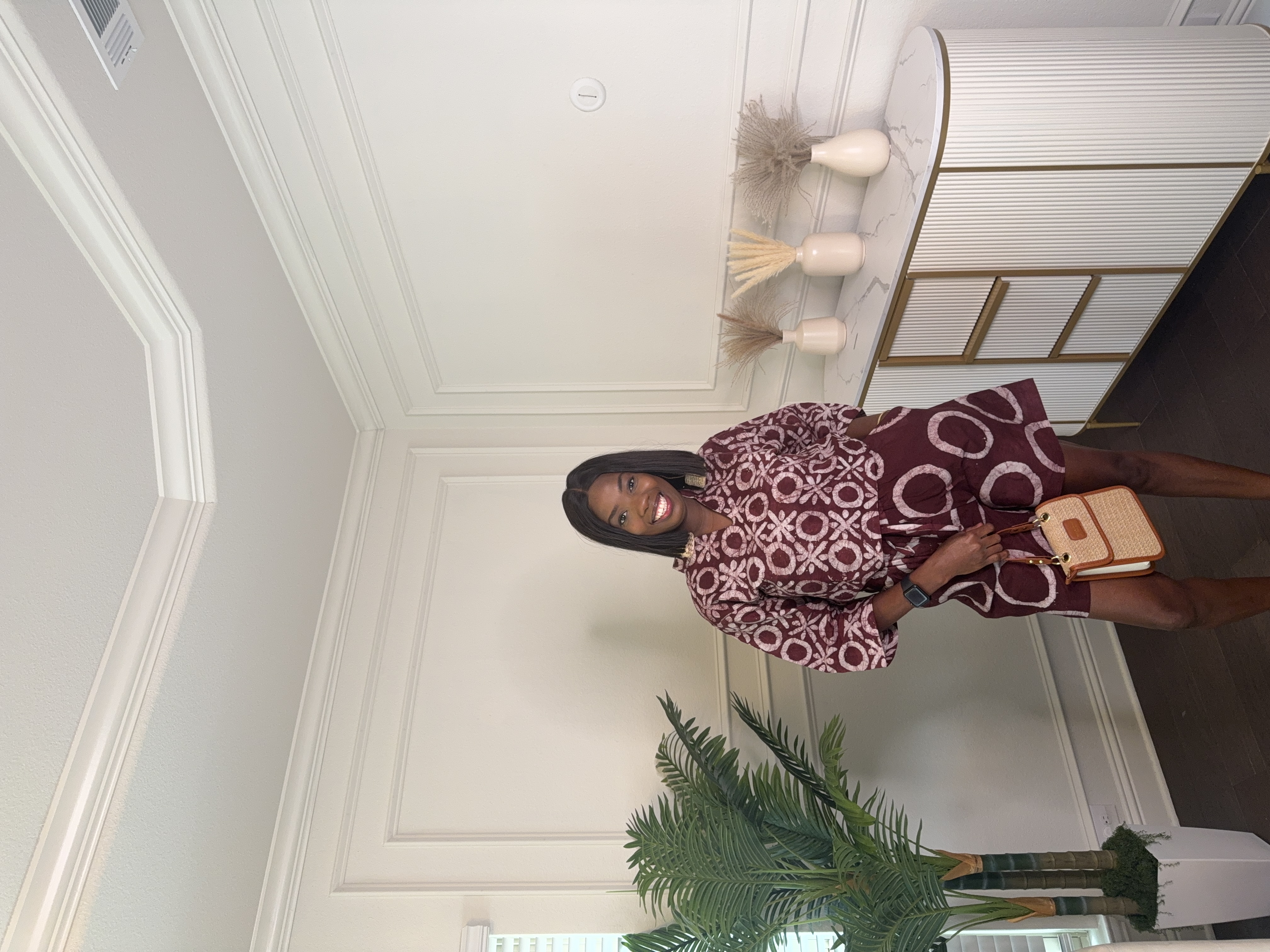 Patterned Maroon short pant and Top