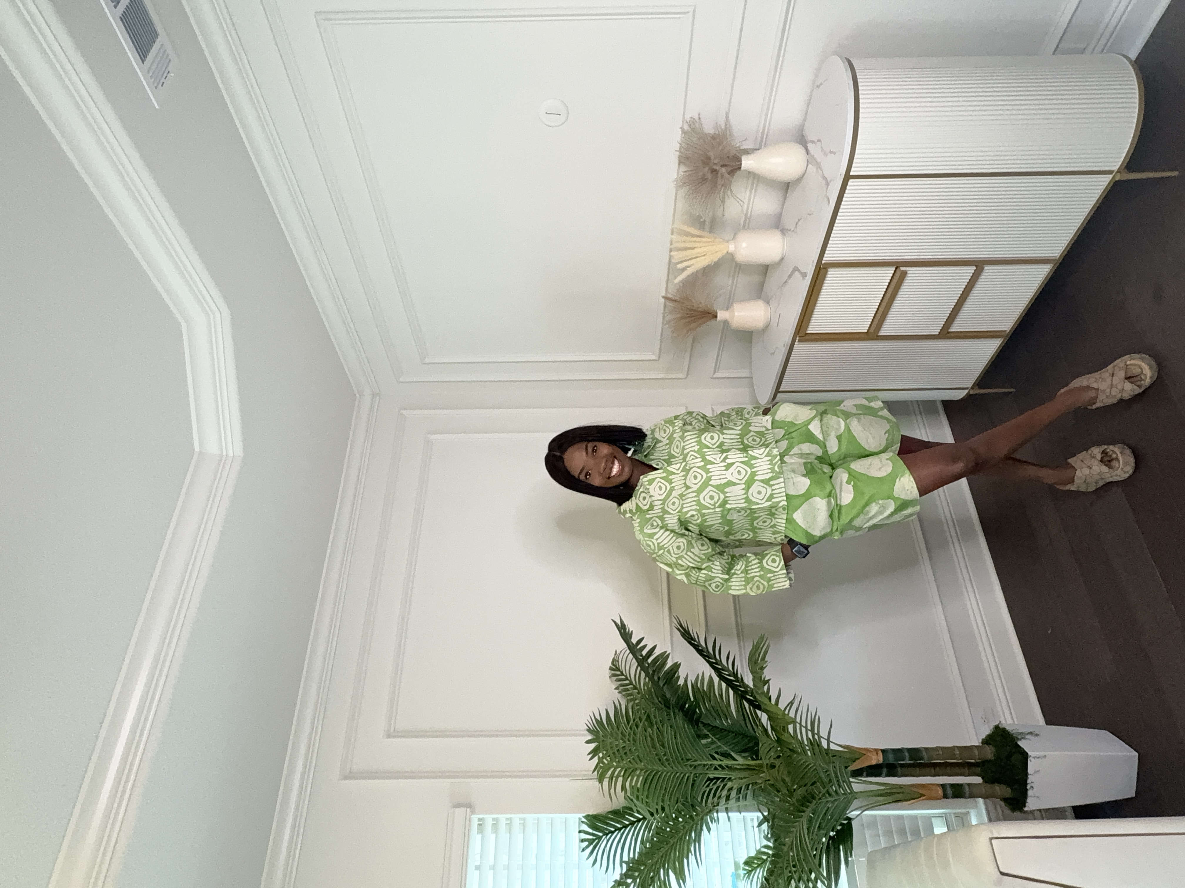 Green Patterned Short  and Top set