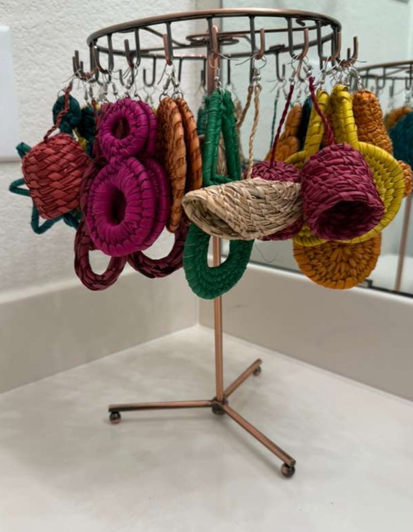 Wooden basket earrings