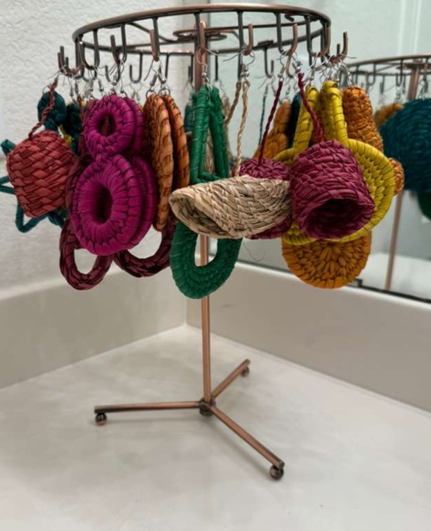 Wooden basket earrings