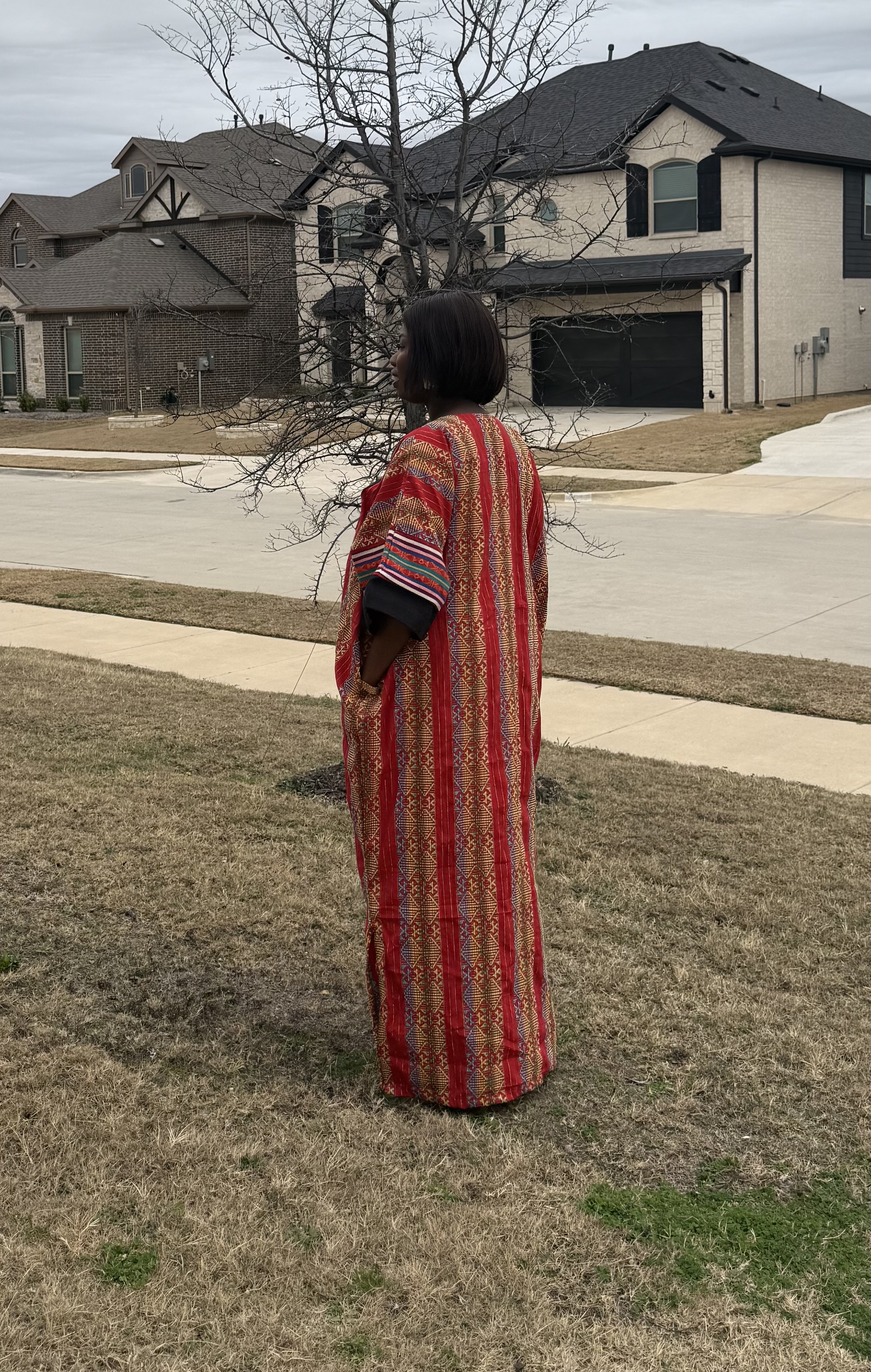 Red & Gold African Kaftan Dress