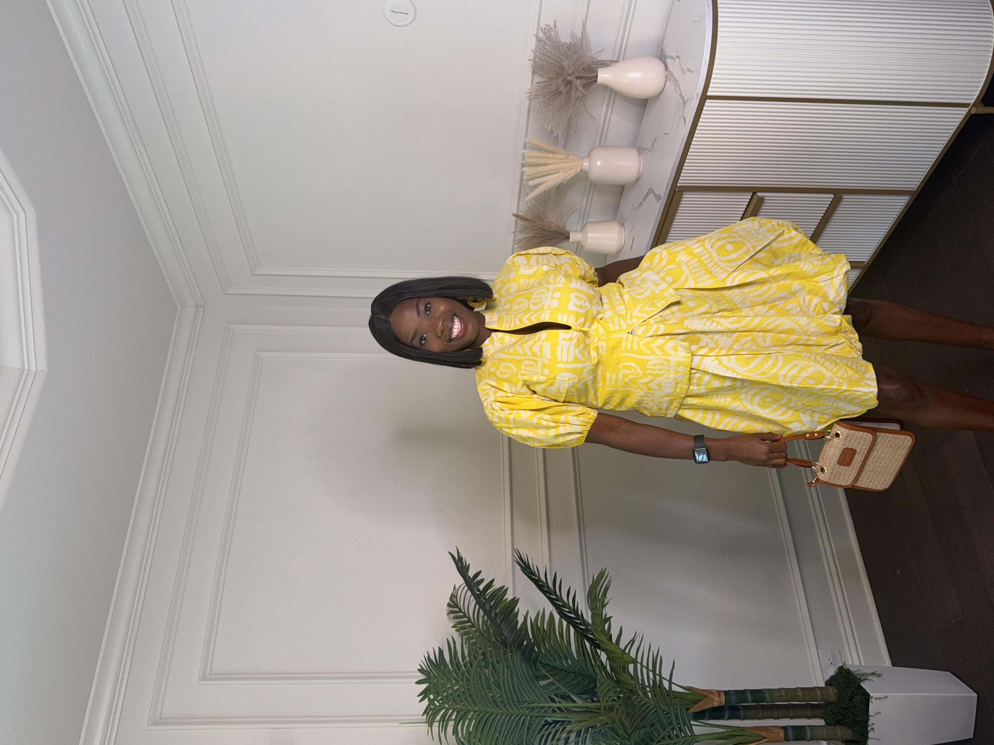 Yellow Puff Sleeve Top and skirt