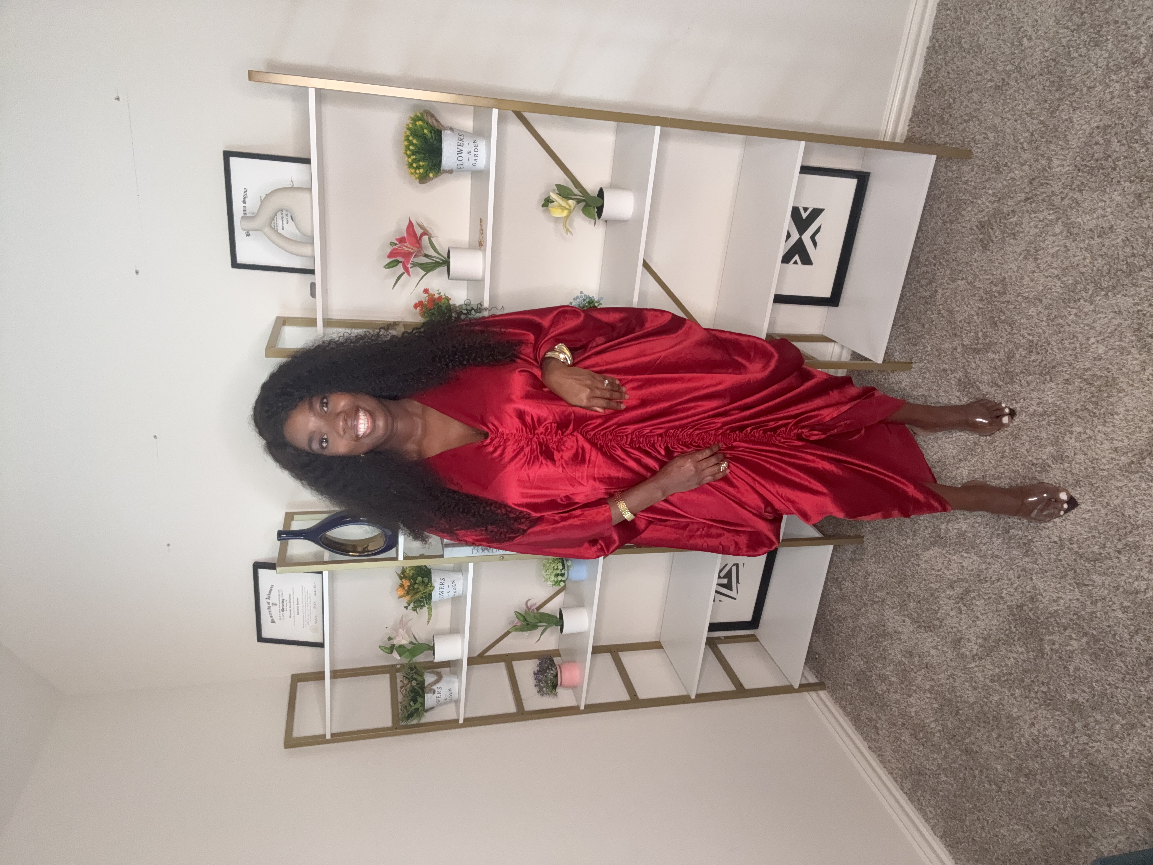 Elegant Red Satin Maxi Dress