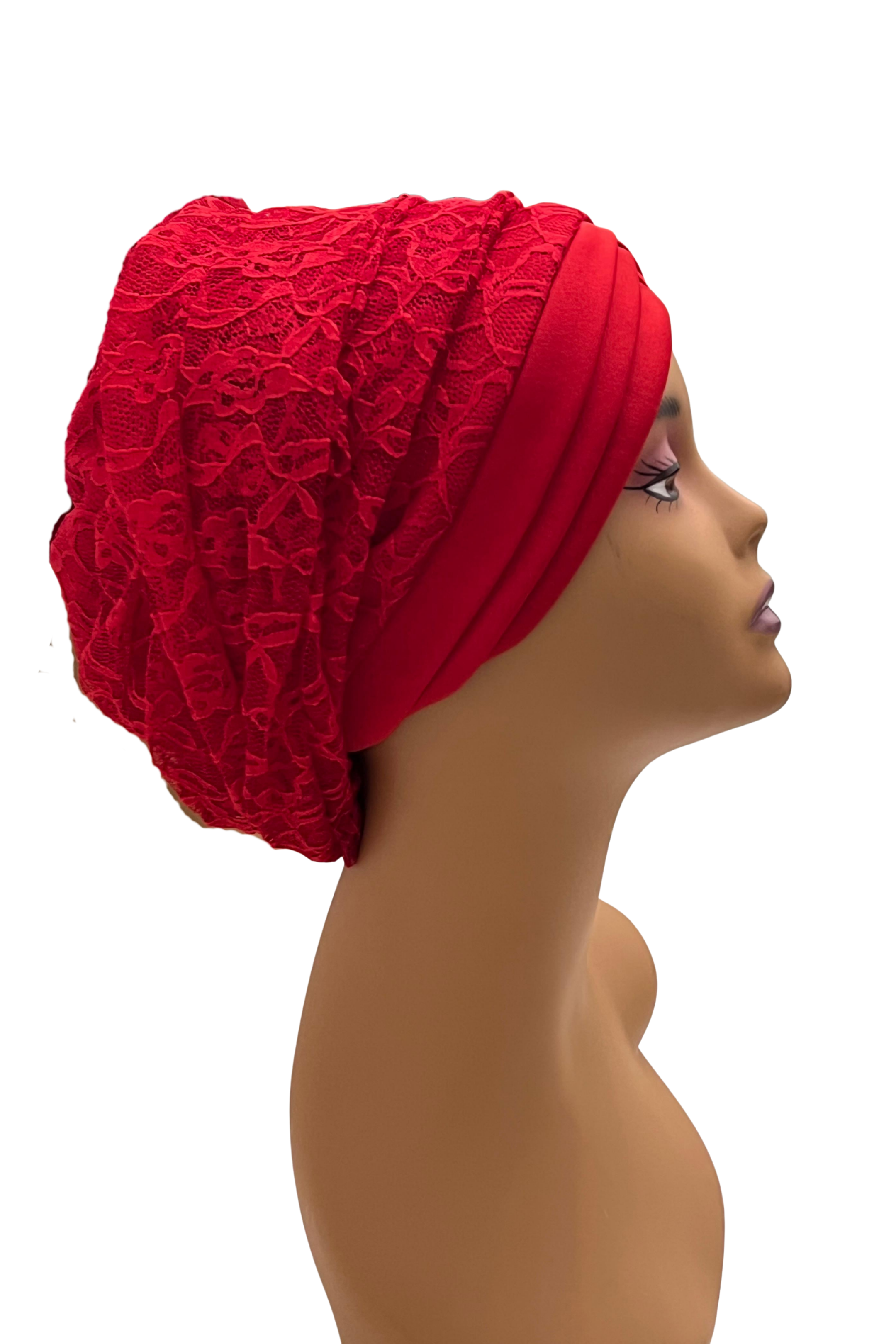 Ruby Beaded Elegance Turban – Red