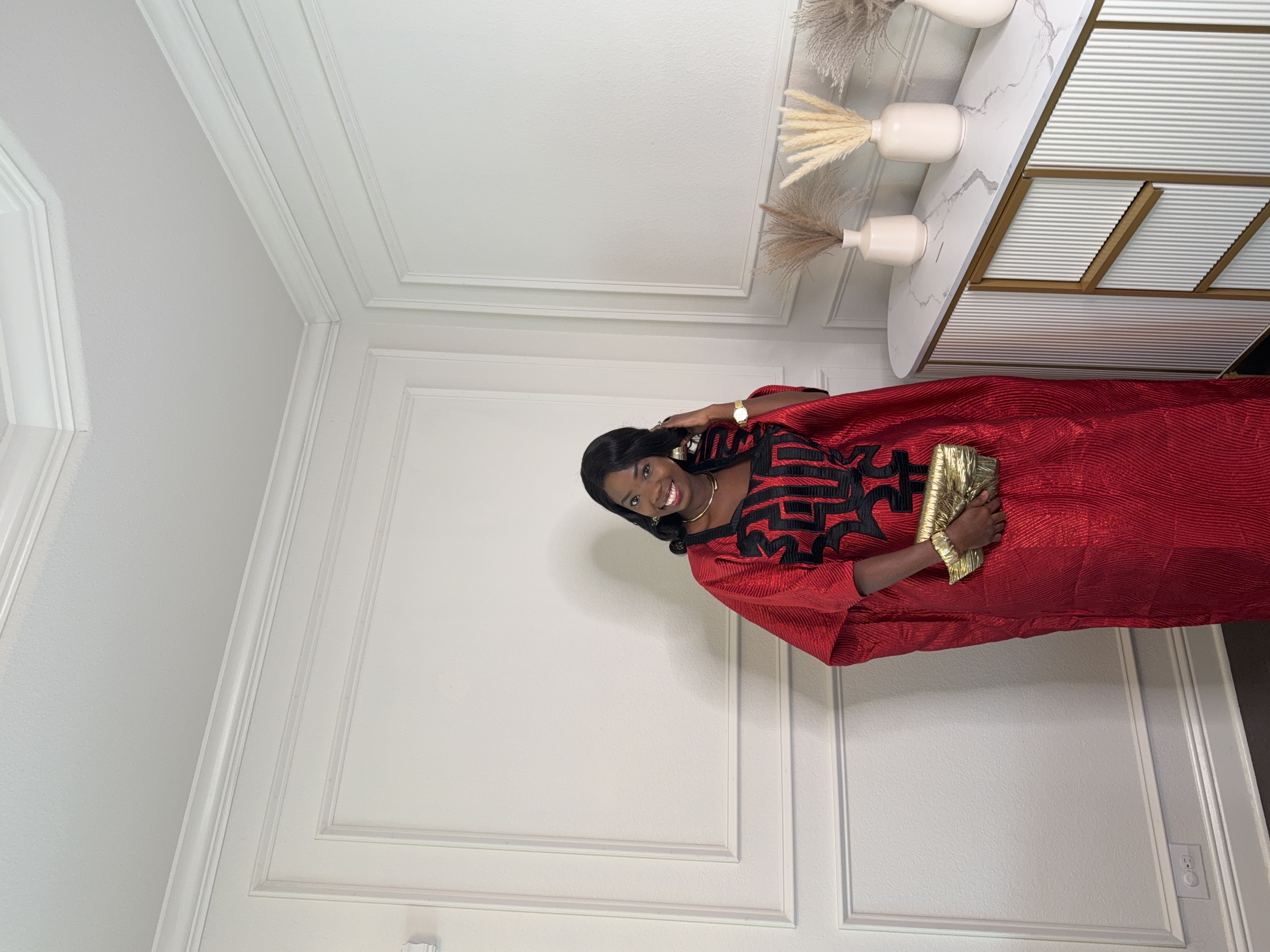 Elegant Red African Kaftan Dress