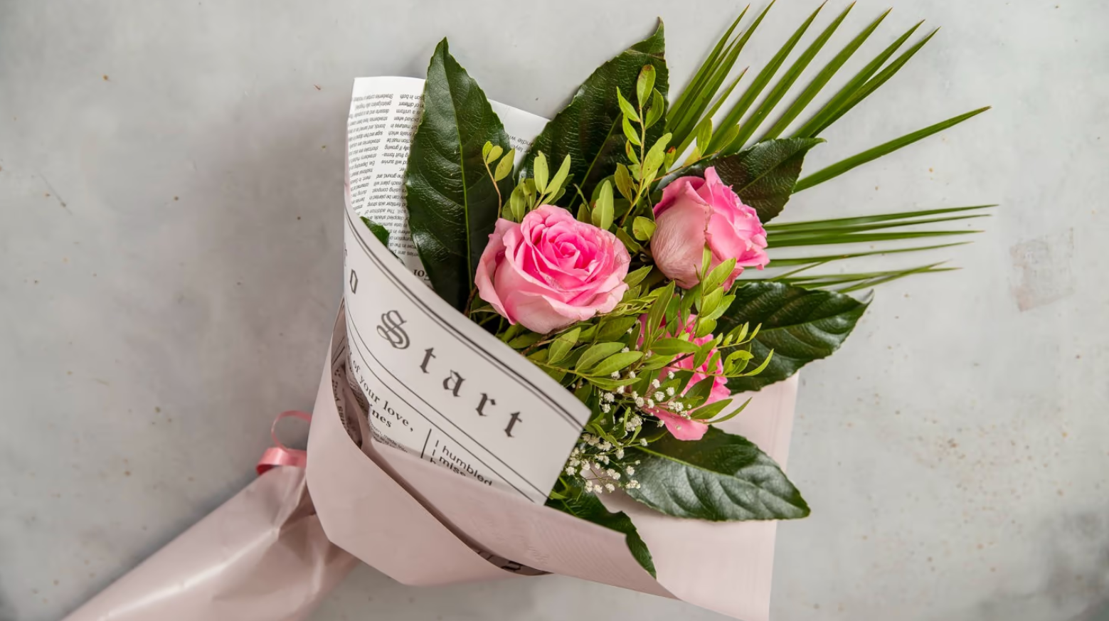 Buket tri roze ruže