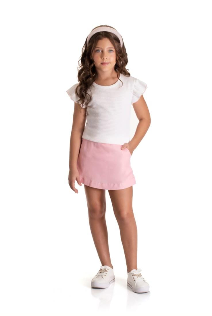 Conjunto infantil feminino short-saia