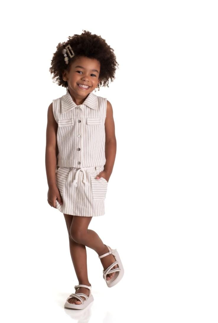 Conjunto feminino infantil listrado