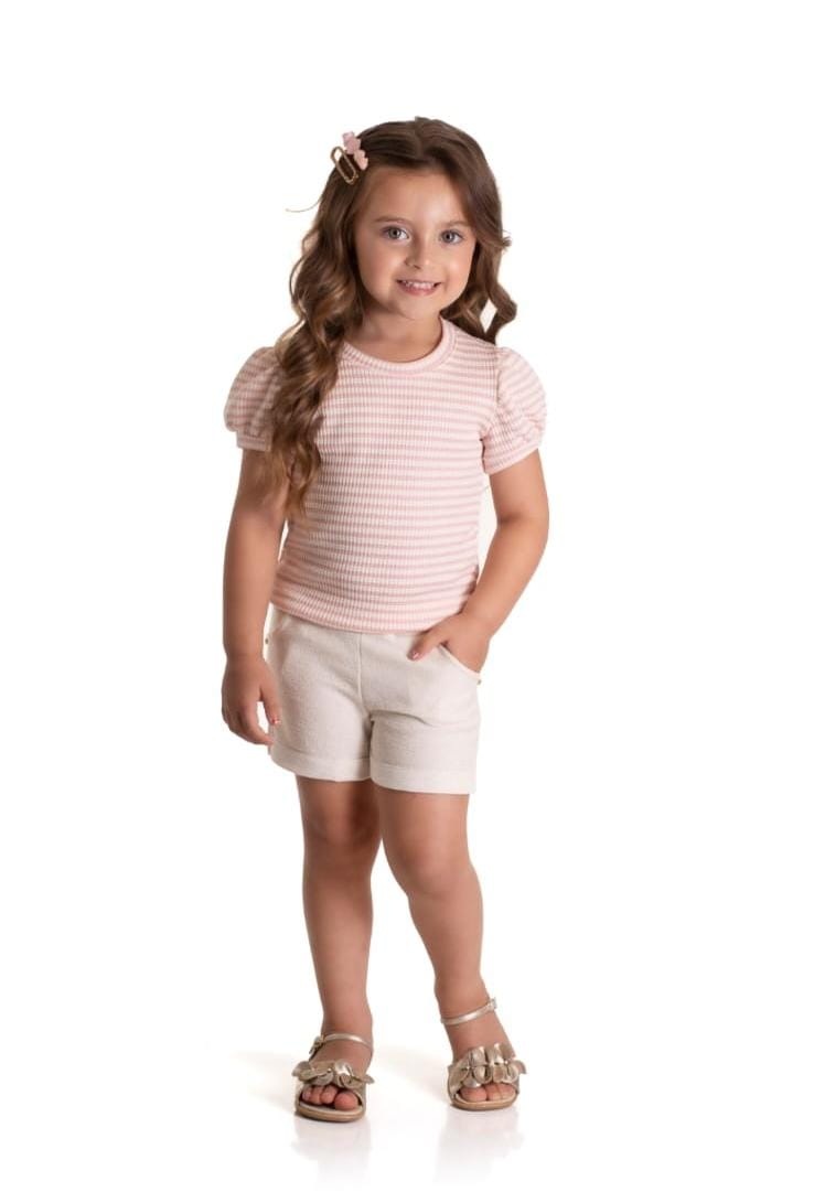 Conjunto feminino Infantil Listrado 1-2-3