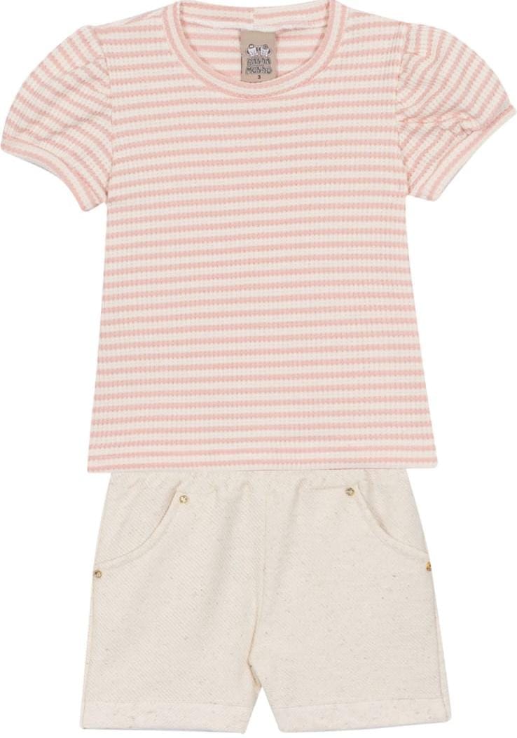 Conjunto feminino Infantil Listrado 1-2-3