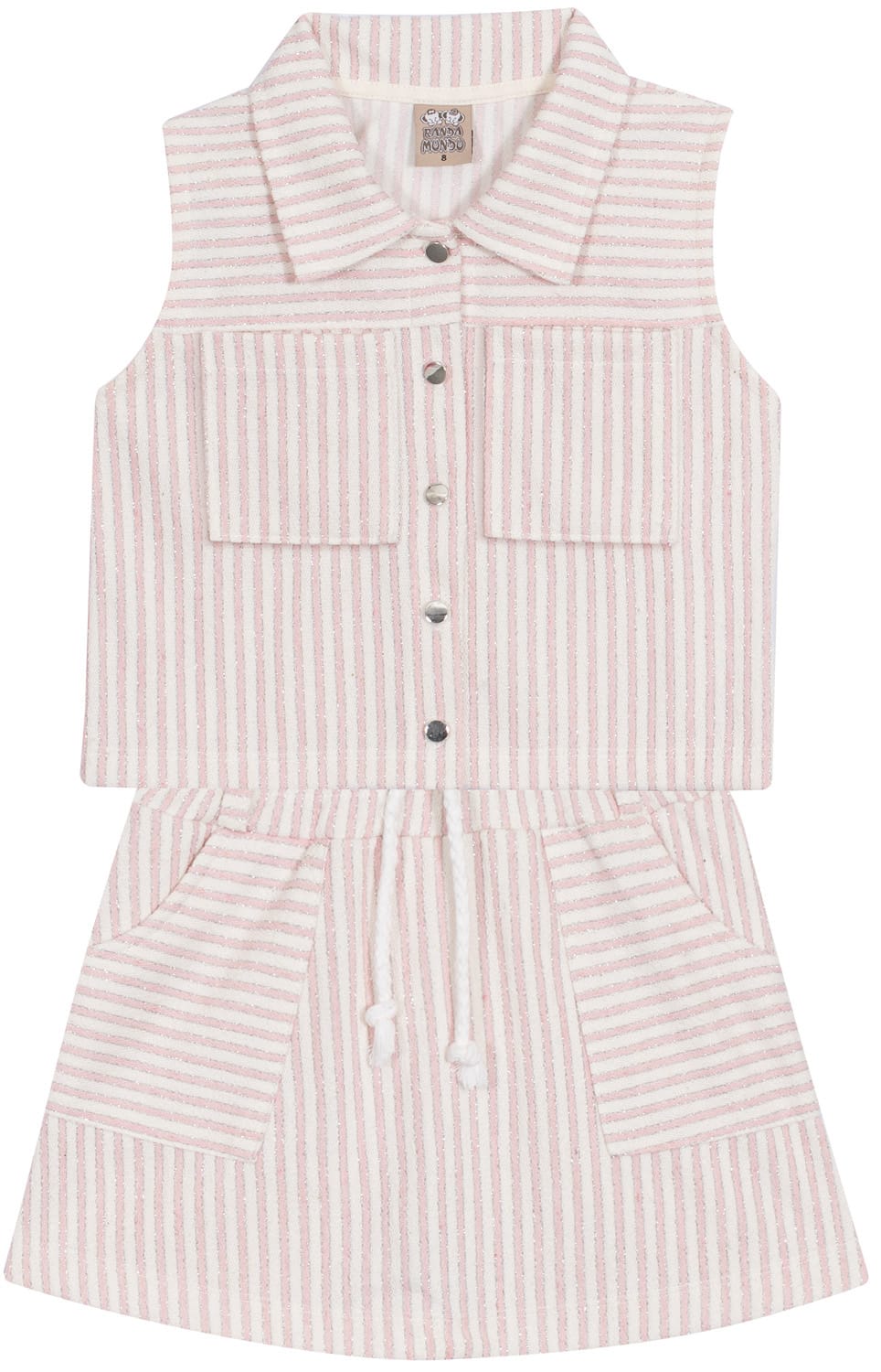 conjunto Infantil short-saia Listrado