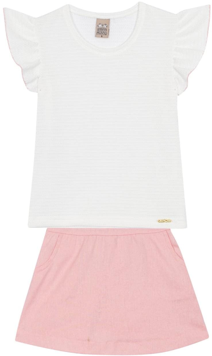 Conjunto infantil feminino short-saia