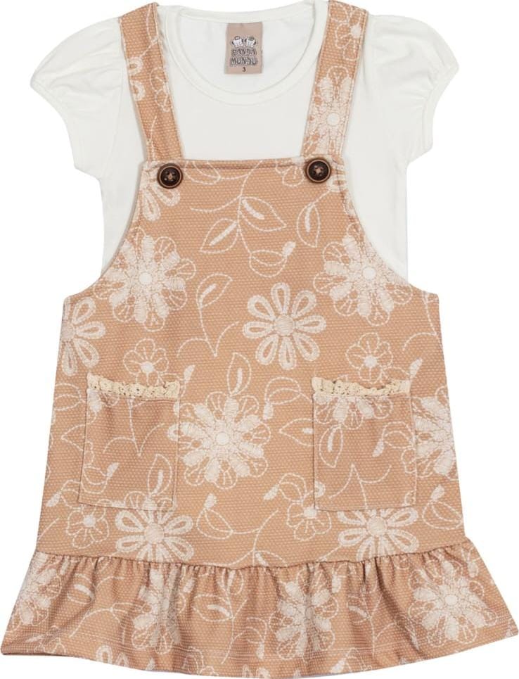 Salopete infantil com estampa floral