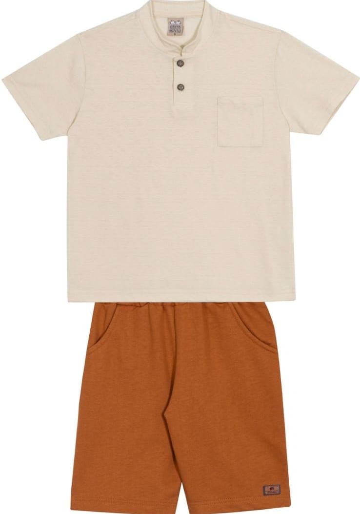 Conjunto masculino camisa gola henley