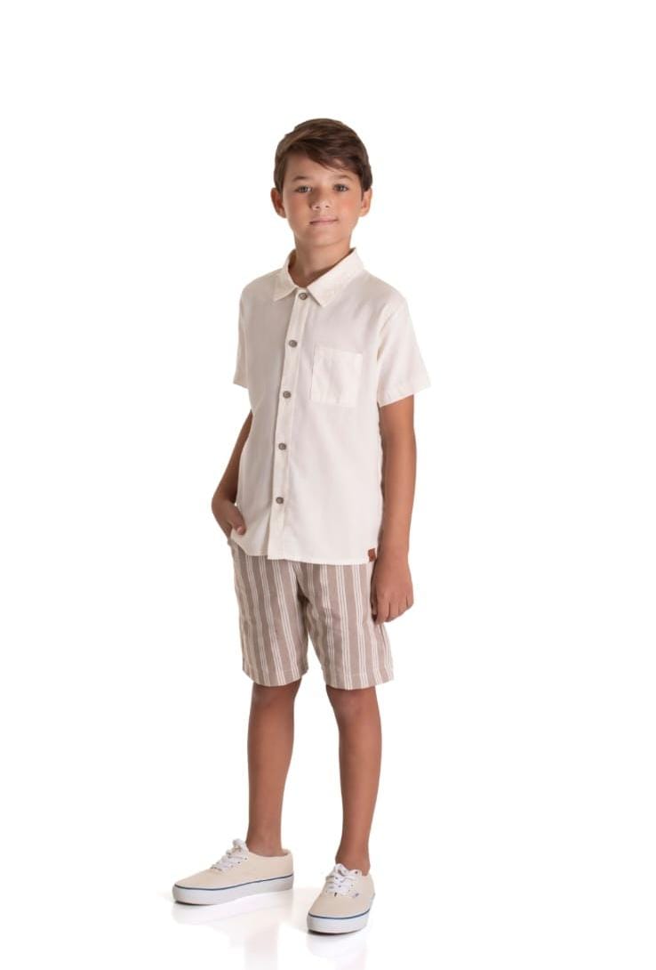 Conjunto infantil camisa de tricoline