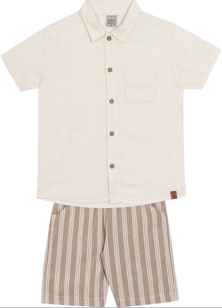 Conjunto infantil camisa de tricoline