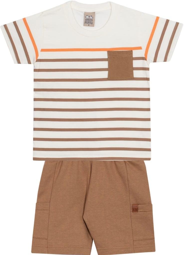 Conjunto infantil listrado marrom