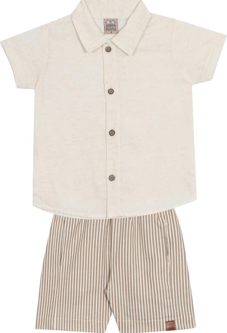 Conjunto infantil camisa tricoline e bermuda de sarja