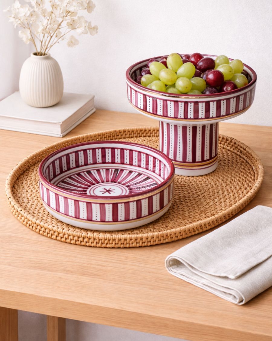 Set artisanal – Coupe sur pied & bol assorti