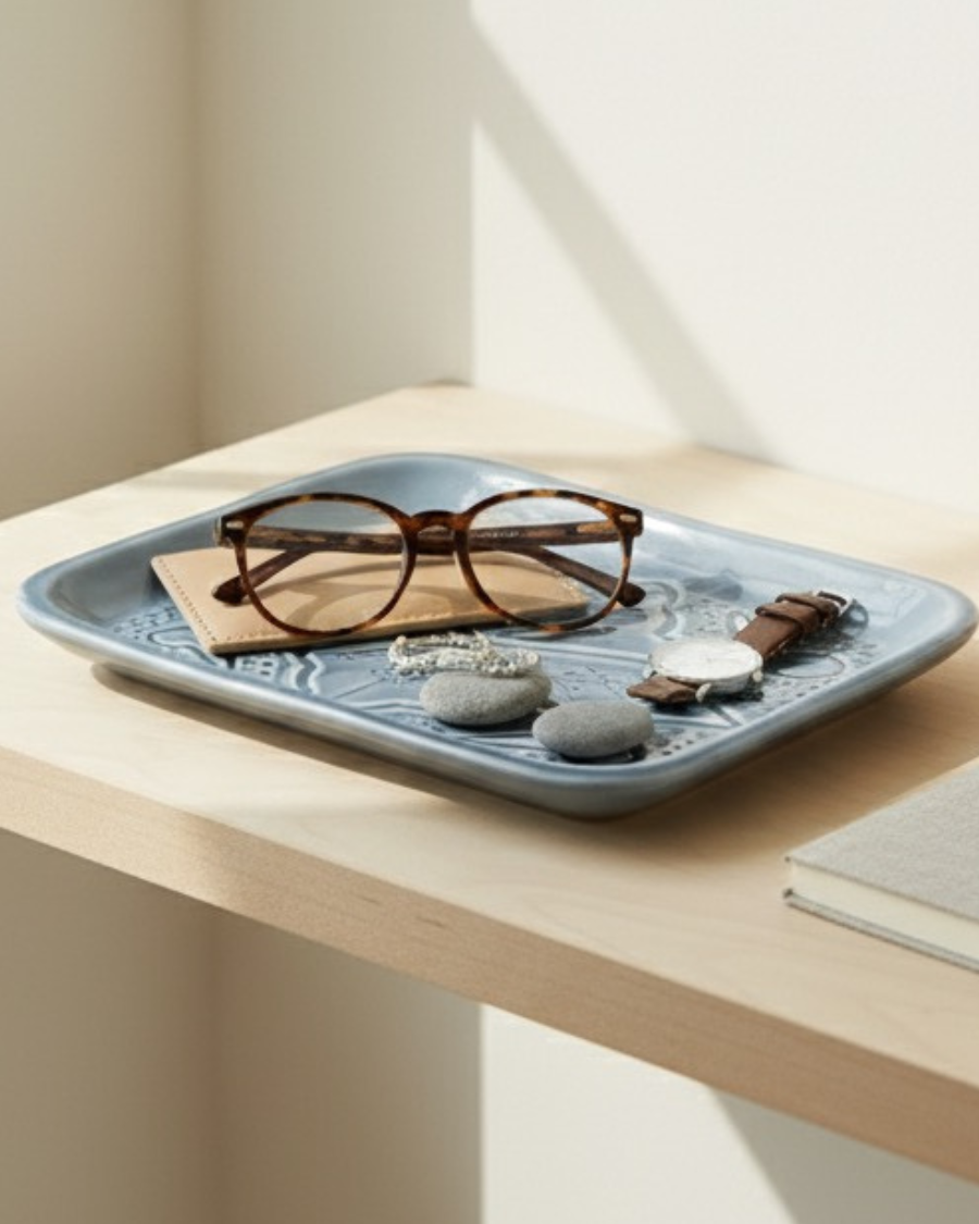 Assiette rectangulaire sans fil d'Or