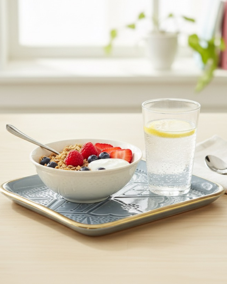 Assiettes rectangulaires avec fil d'Or