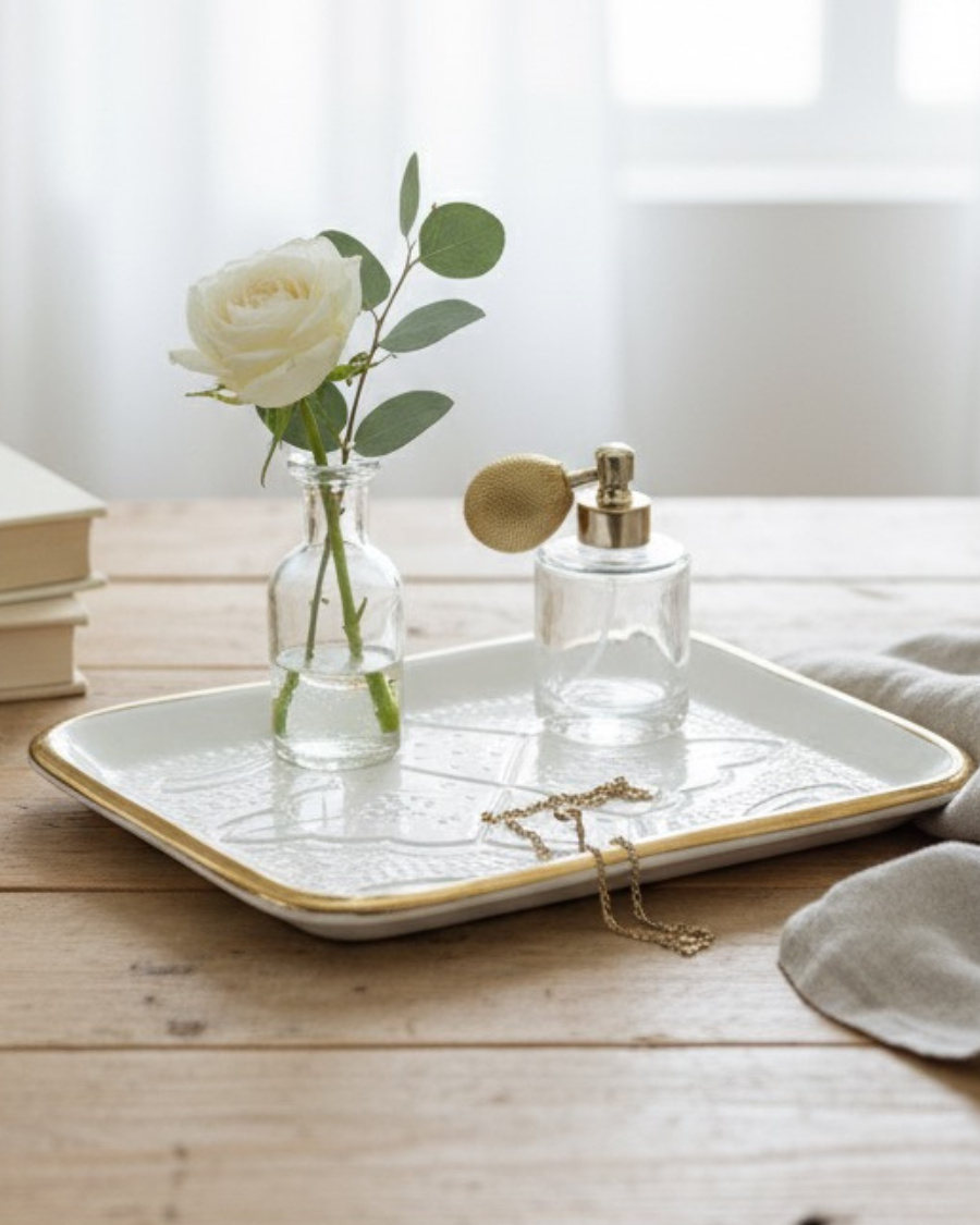 Assiettes rectangulaires avec fil d'Or