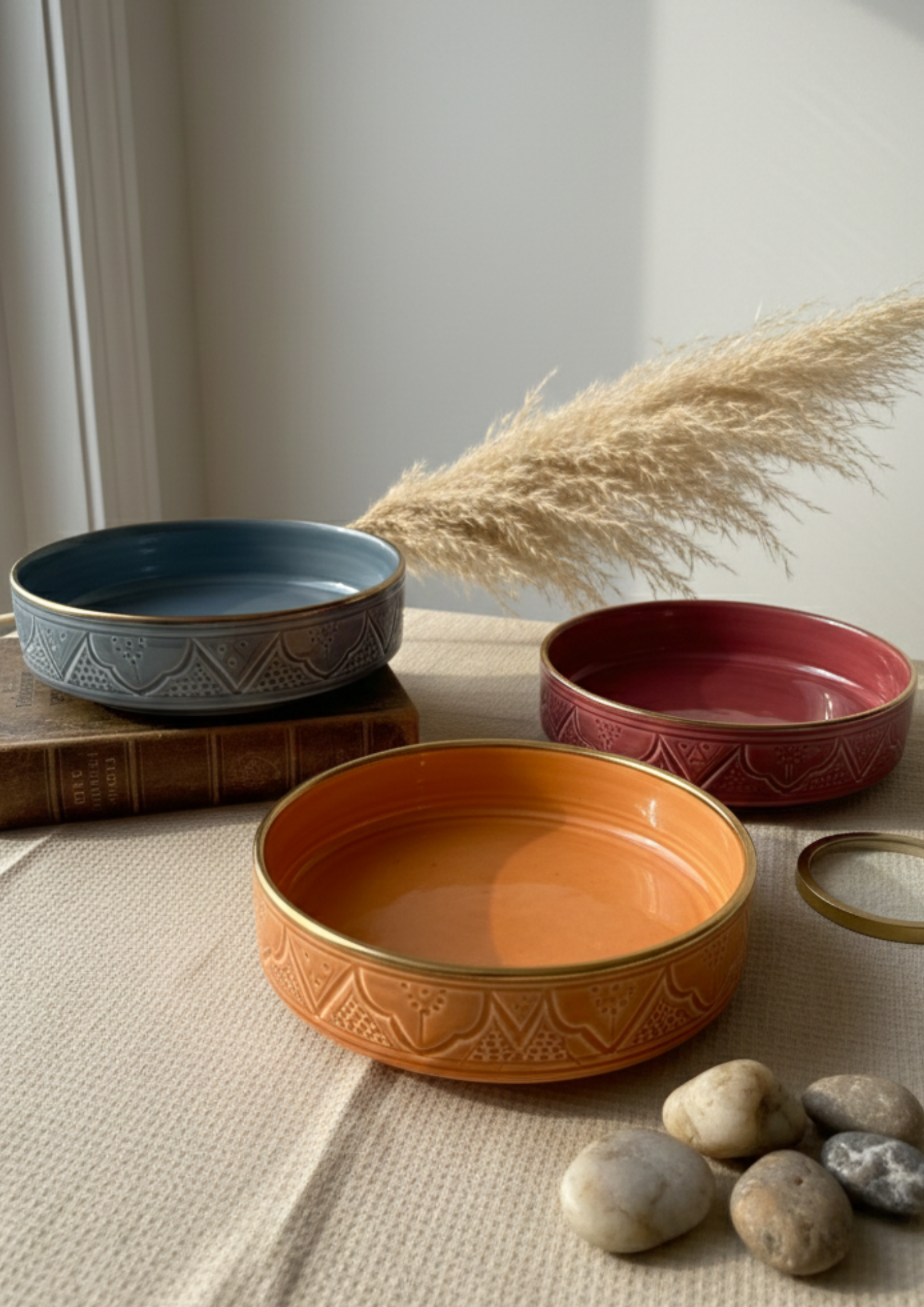 Bol artisanal 20 cm avec fil d'Or