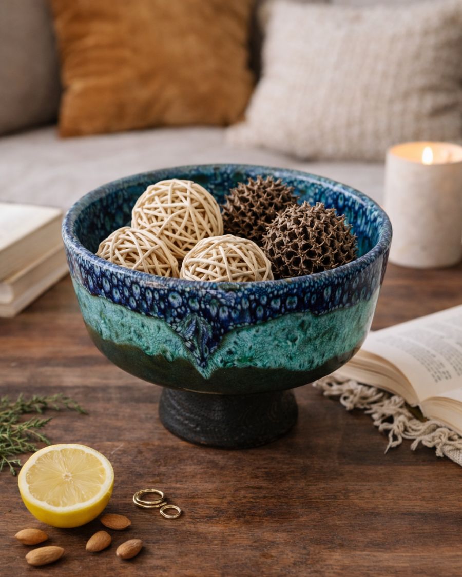 Coupe décorative en poterie artisanale