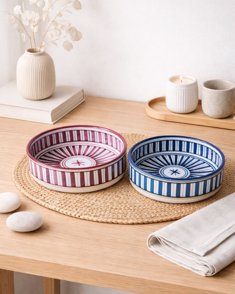 Bol artisanal 20 cm décoré avec fil d'Or