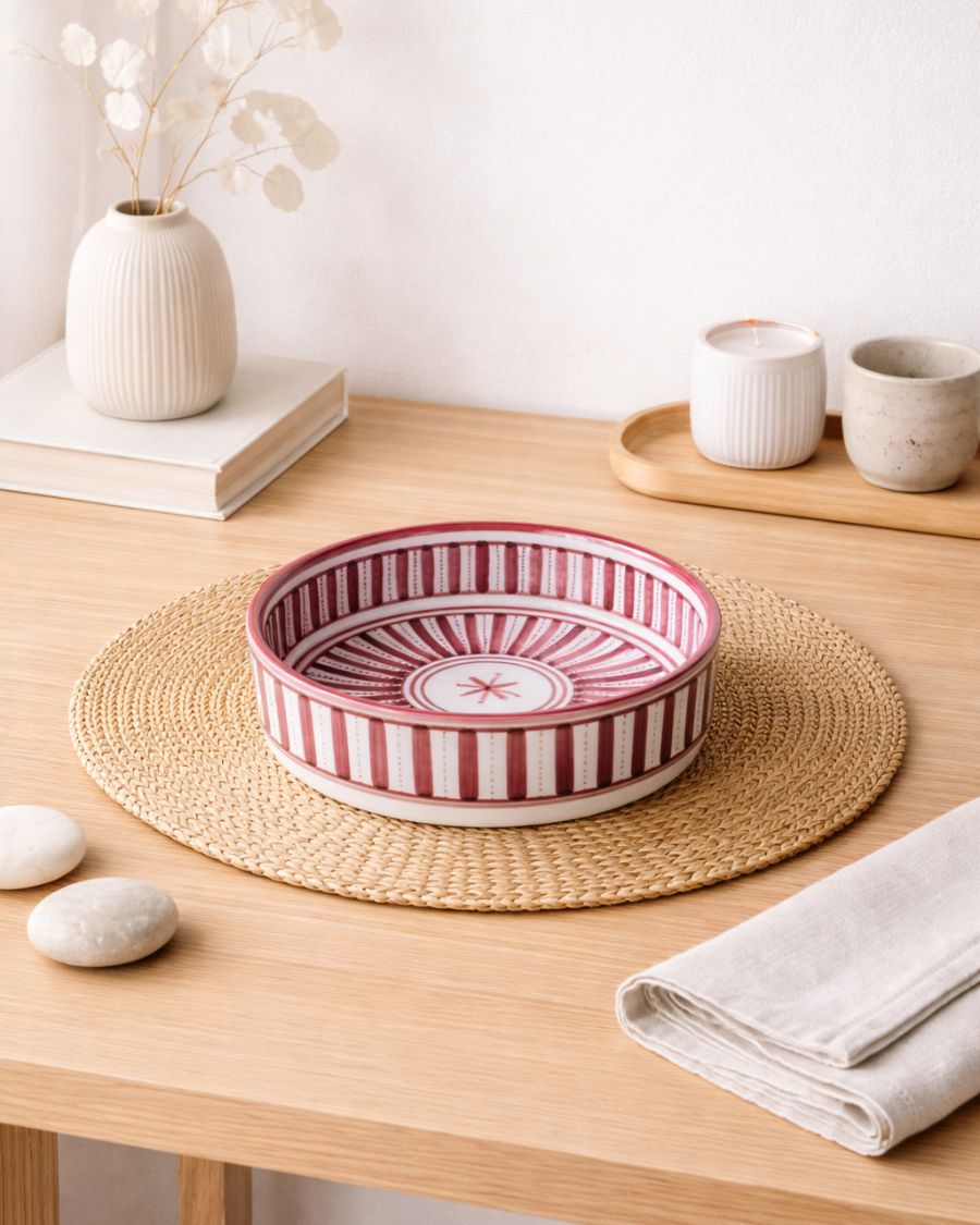 Bol artisanal 20 cm décoré avec fil d'Or