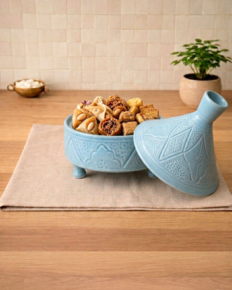 Tajine en argile blanche artisanale