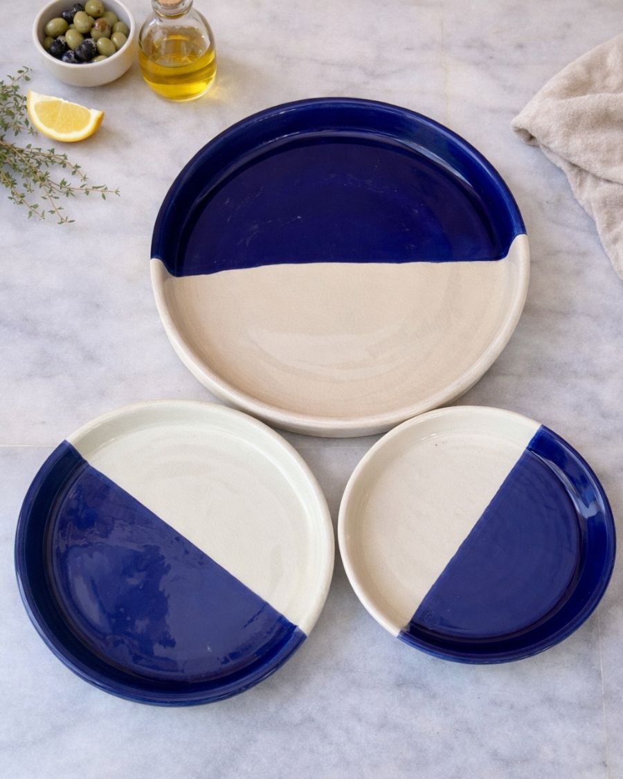 Set de 3 Assiettes  artisanales rondes creuses