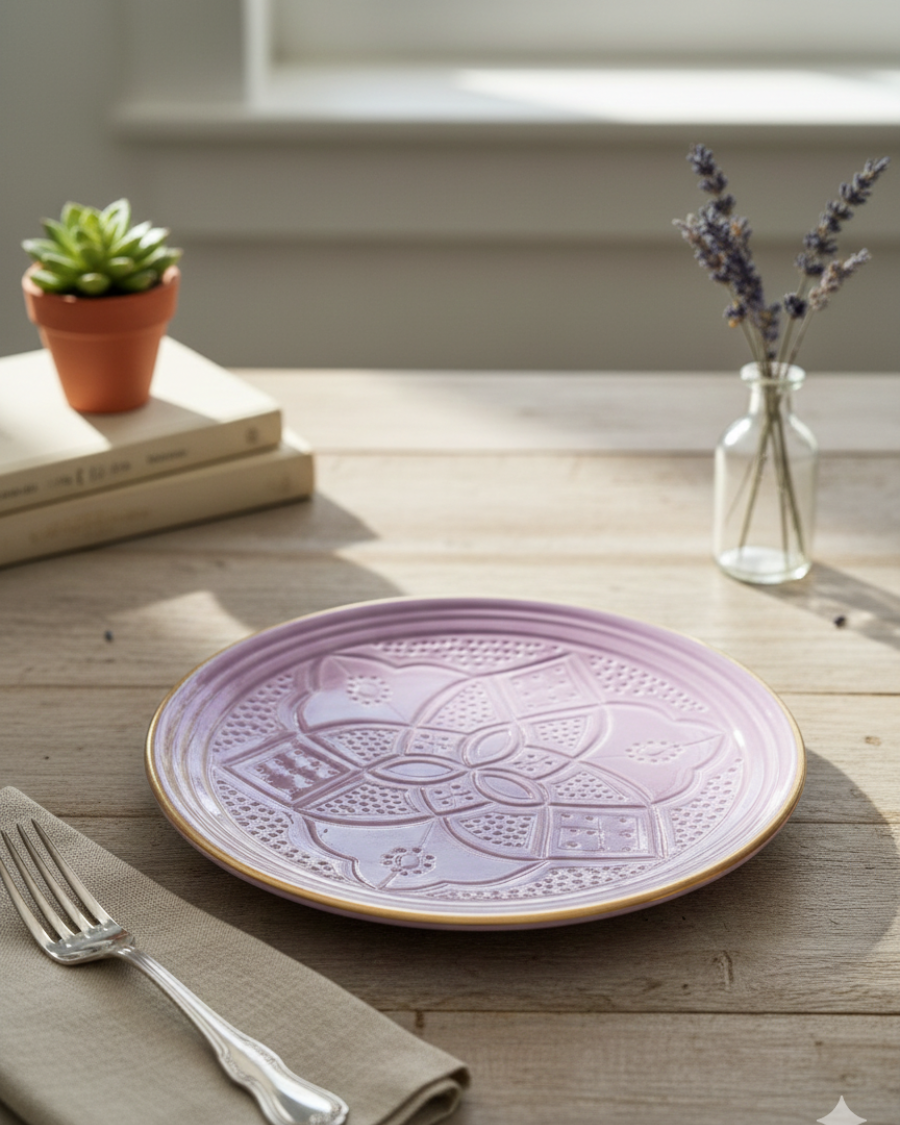 Set de six Assiettes Plates avec fil d'Or