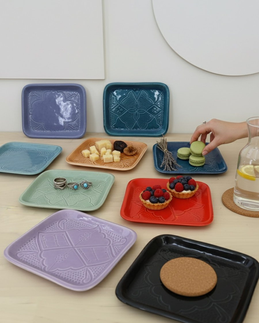 Assiette rectangulaire sans fil d'Or