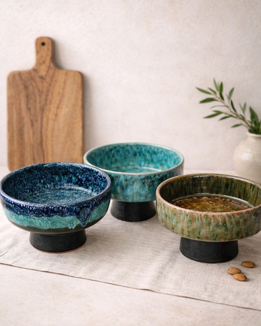 Coupe décorative en poterie artisanale